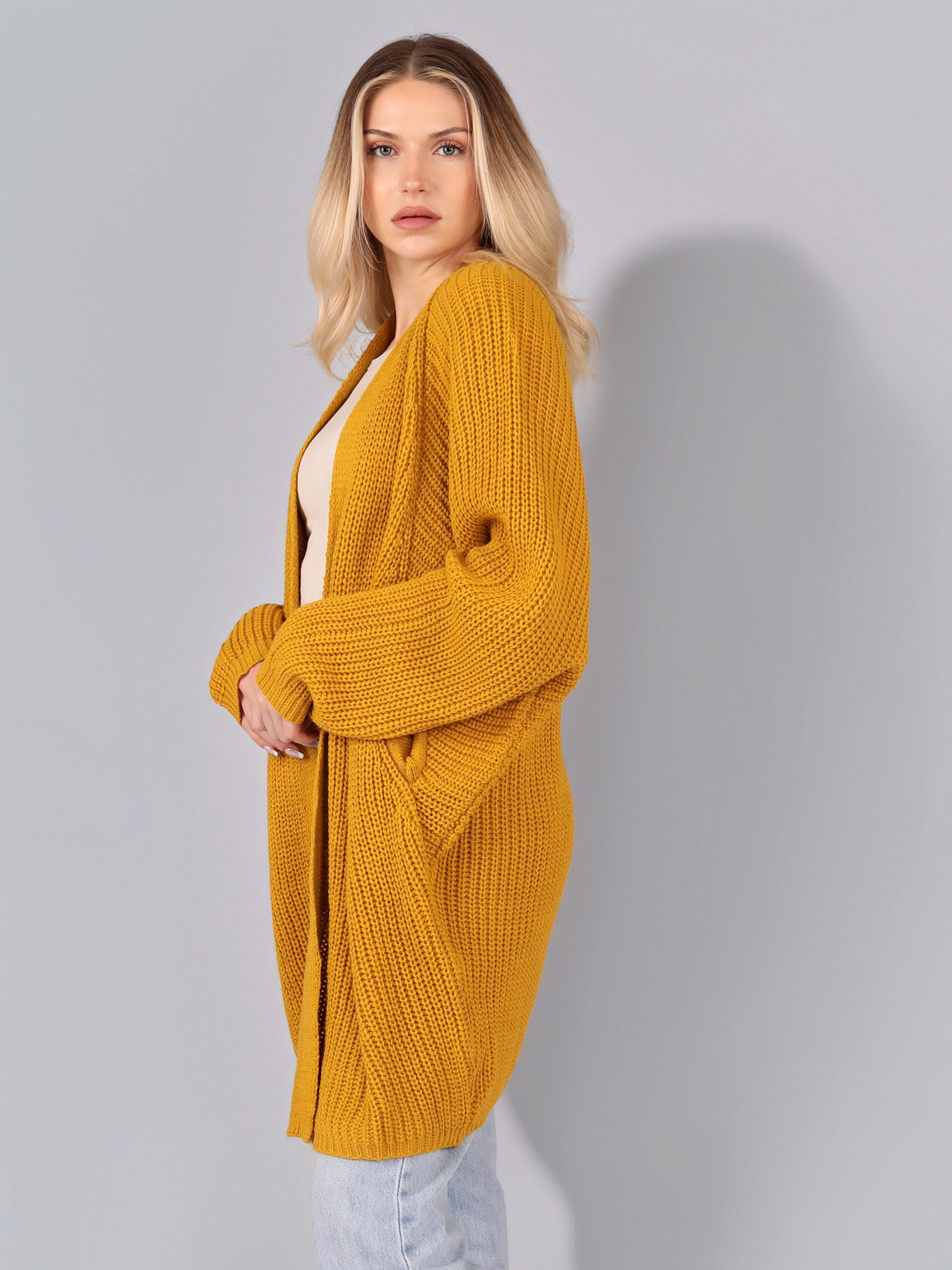 YC Fashion & Style Cardigan Grobstrick-Cardigan im Oversize-Look – One Size (36–52) (1-tlg) in Unifarbe