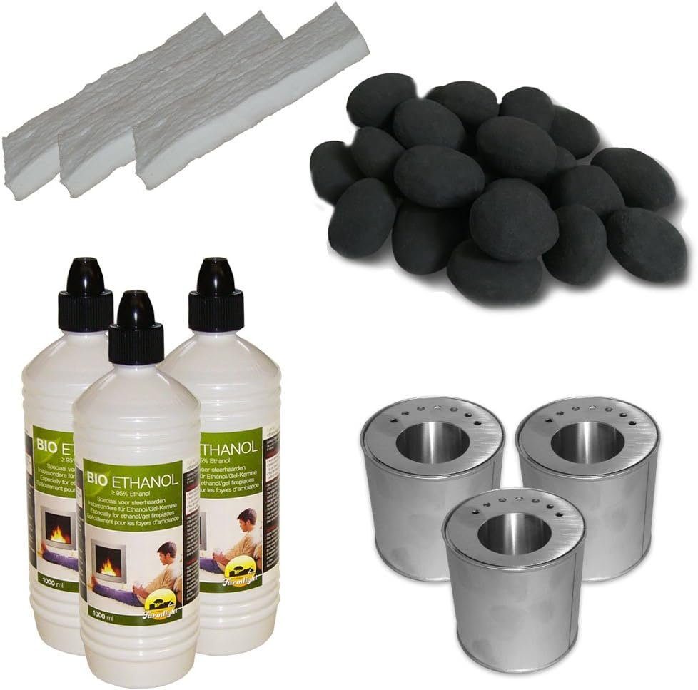 HEKERS Биоэтанол Set mit oder ohne 24 Stück Steine + Brenndose