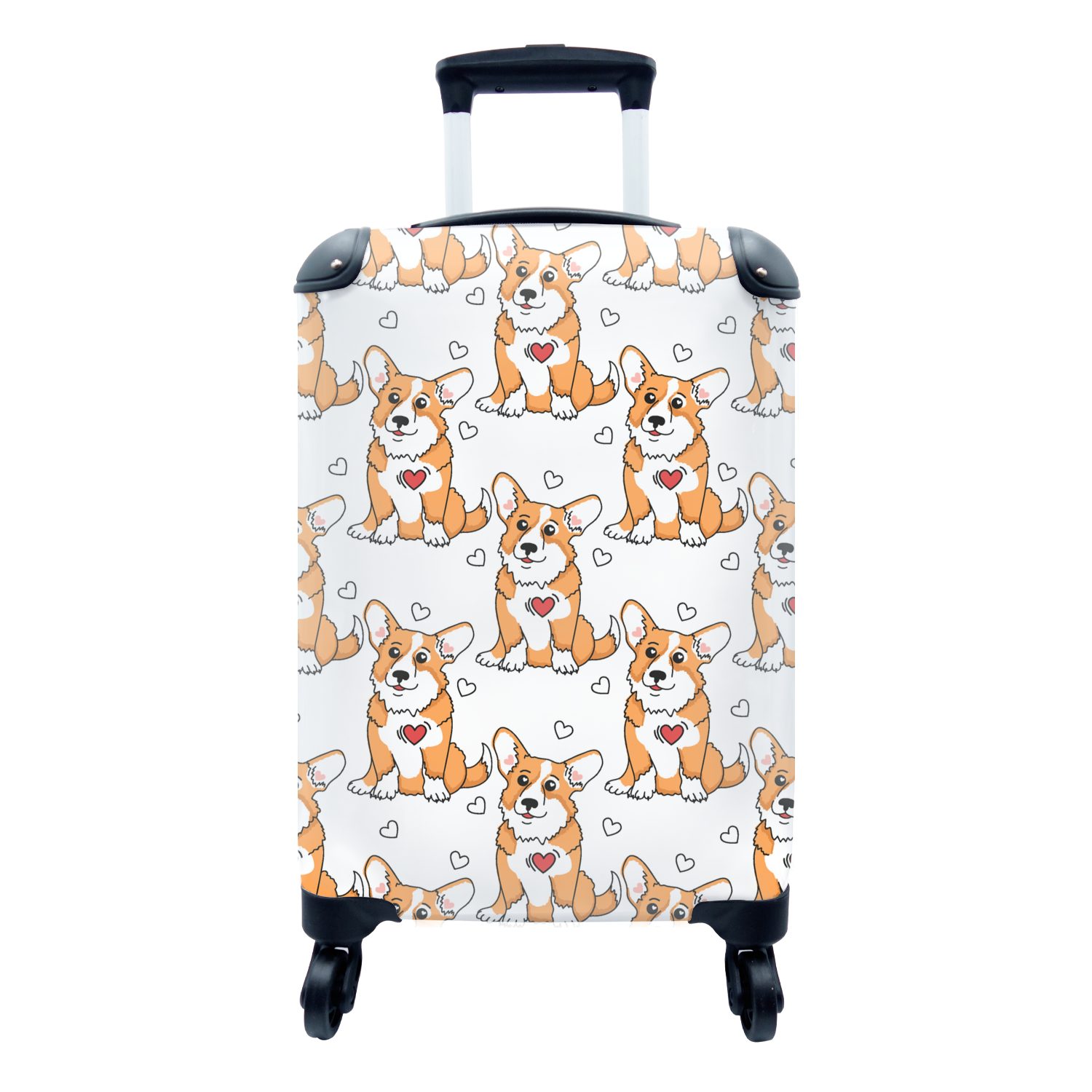 MuchoWow Handgepäckkoffer Hund - Herz - Junge, 4 Rollen, Reisetasche mit rollen, Handgepäck für Ferien, Trolley, Reisekoffer