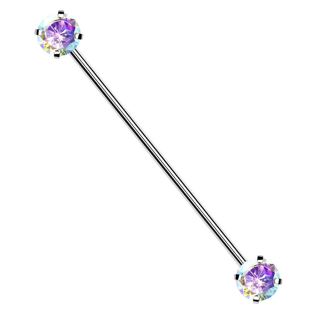 Taffstyle Piercing-Set Industrial Piercing Langhantel Barbell Scaffold Zirkonia Rainbow (Ohr Knorpel Helx Lobe Cartilage), Ohr Knorpel Piercing Langhantel Barbell Scaffold Ohrpiercing