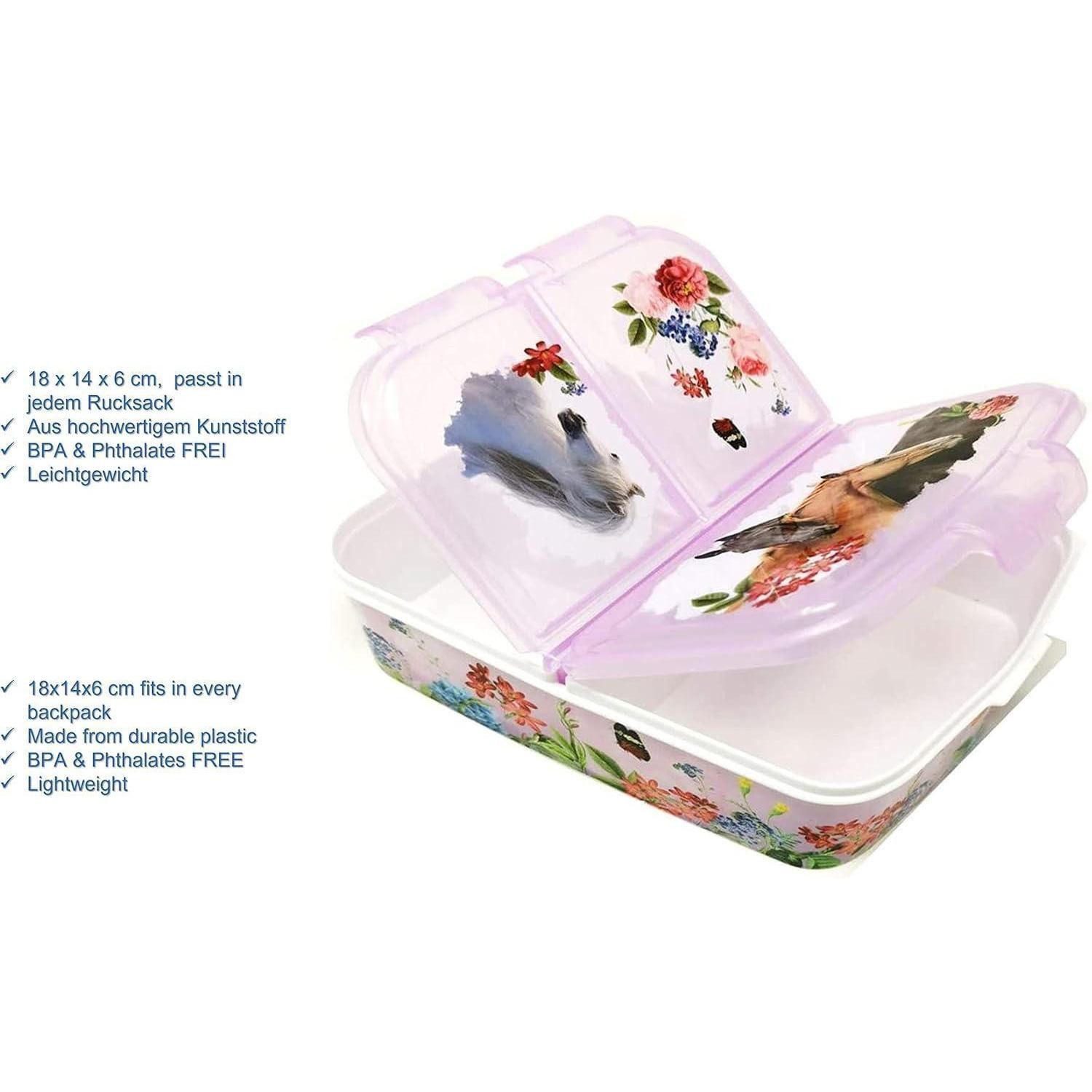 LuxusKollektion Lunchbox Brotdose Kinder Lunchbox Fächer Unterteilung BPAfrei Pferd Horses