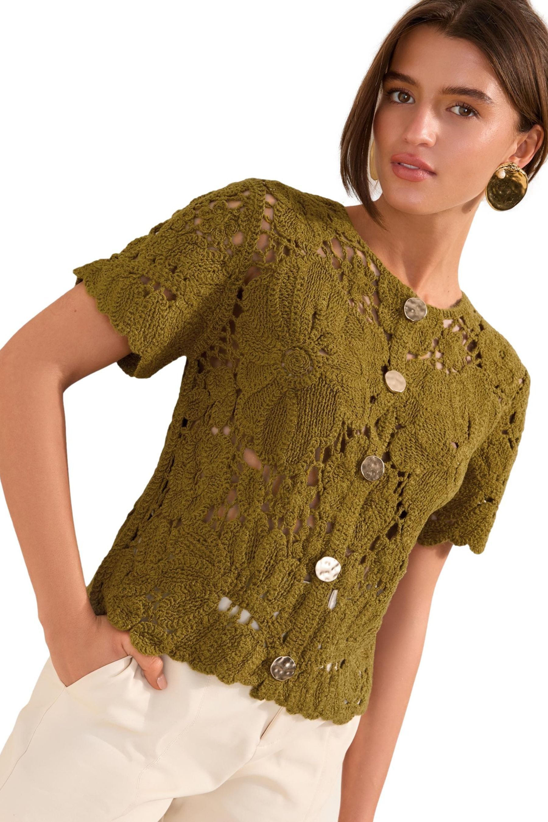 Cardigan Friends Like These Strickjacke mit Häkeldetails