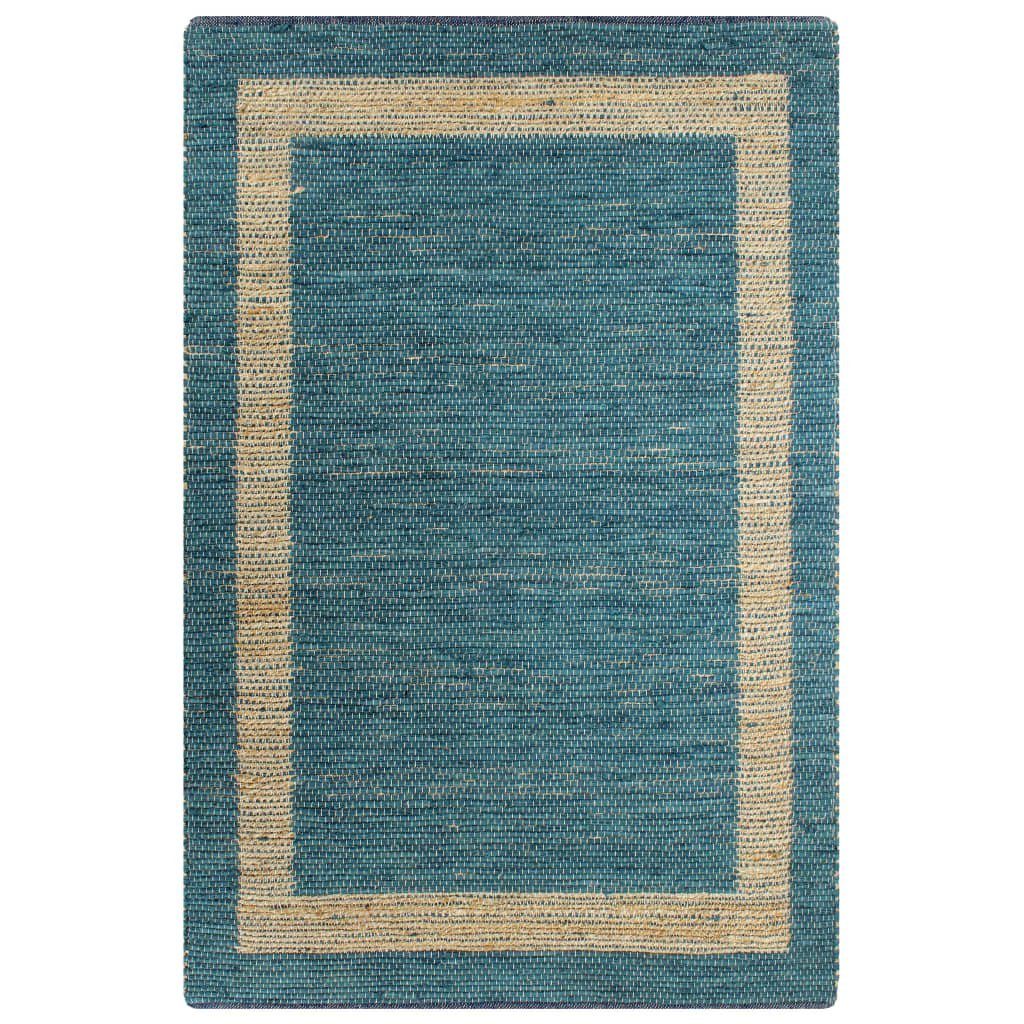 Handgefertigt Rechteckig vidaXL, 80x160 cm, Teppich Teppich Blau Jute