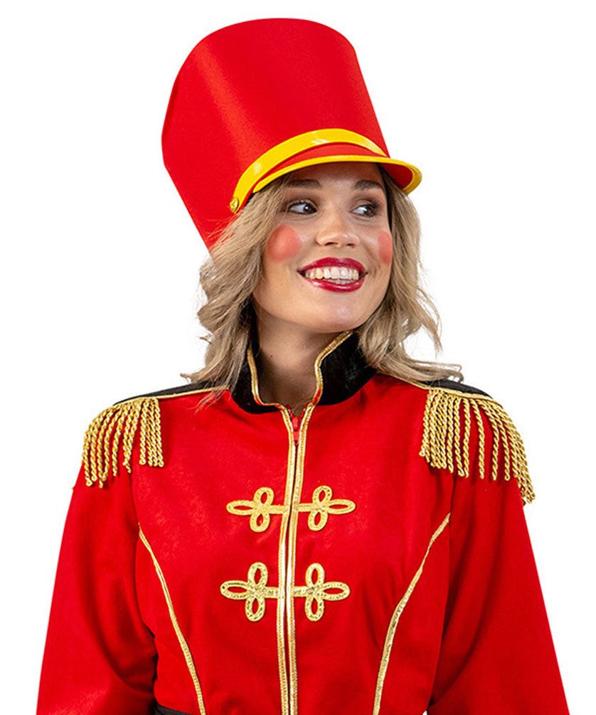Karneval-Klamotten Kostüm Hut Blaskapelle Marschkapelle rot mit Borde gelb, Damenhut Herrenhut tolles Party Accessoire Karneval Fasching