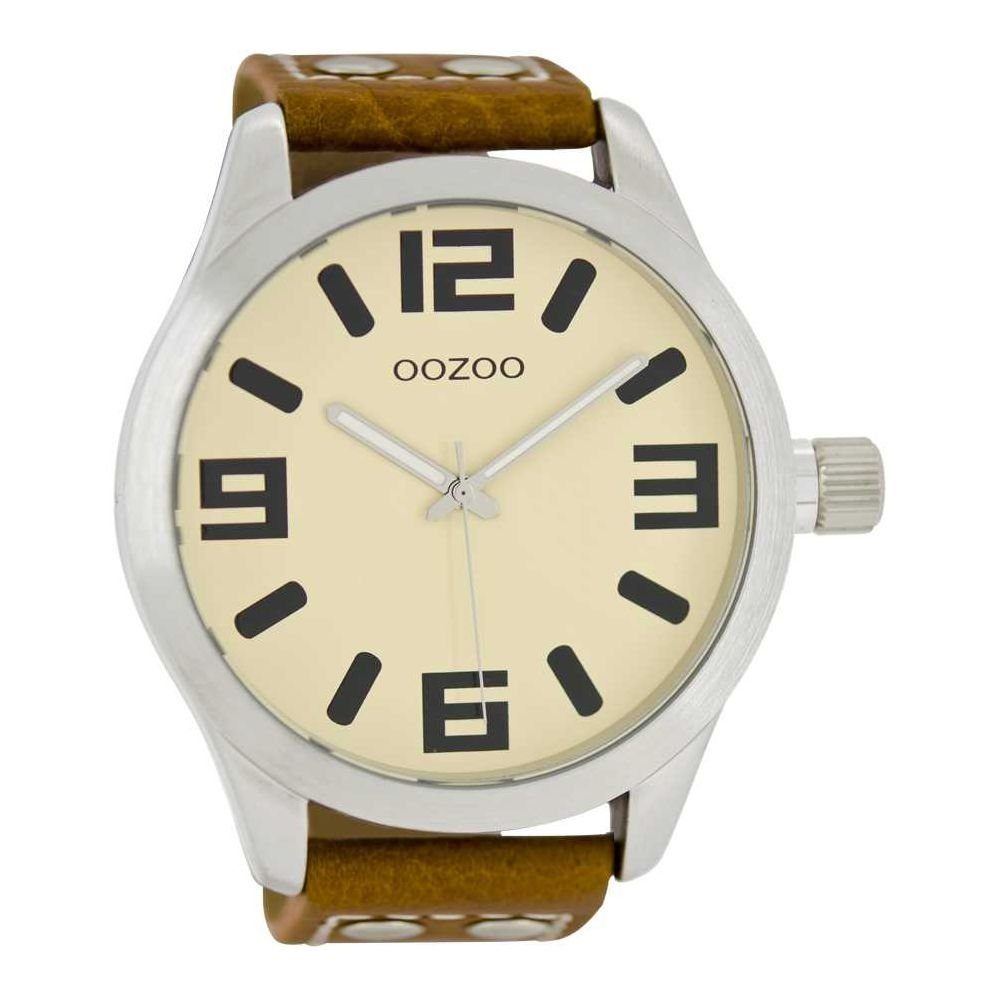 OOZOO Quarzuhr Oozoo Unisex Armbanduhr Timepieces Analog, Damen, Herrenuhr  rund, extra groß (ca. 51mm) Lederarmband, Fashion, Hochwertiges Miyota  Quarzlaufwerk, Batterietyp 377 (SR626SW)