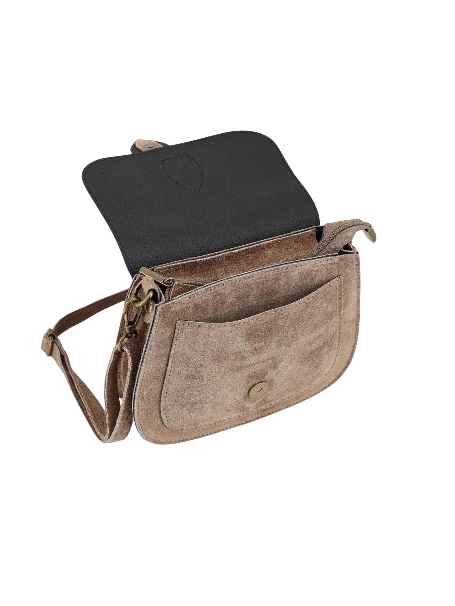 BRISE TASCHE Schultertasche Brise Damen Umhängetasche aus Wildleder mit Reißverschluss (Einzelartikel), leicht kompakt zeitloses Design