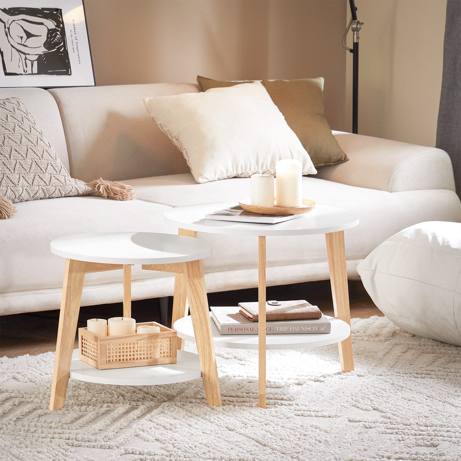 SoBuy Satztisch FBT75, Wohnzimmertisch viel Stauraum, günstig online kaufen