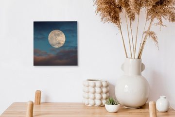 OneMillionCanvasses® Leinwandbild Mond - Wolken - Nacht, (1 St), Leinwand Bilder für Wohnzimmer Schlafzimmer