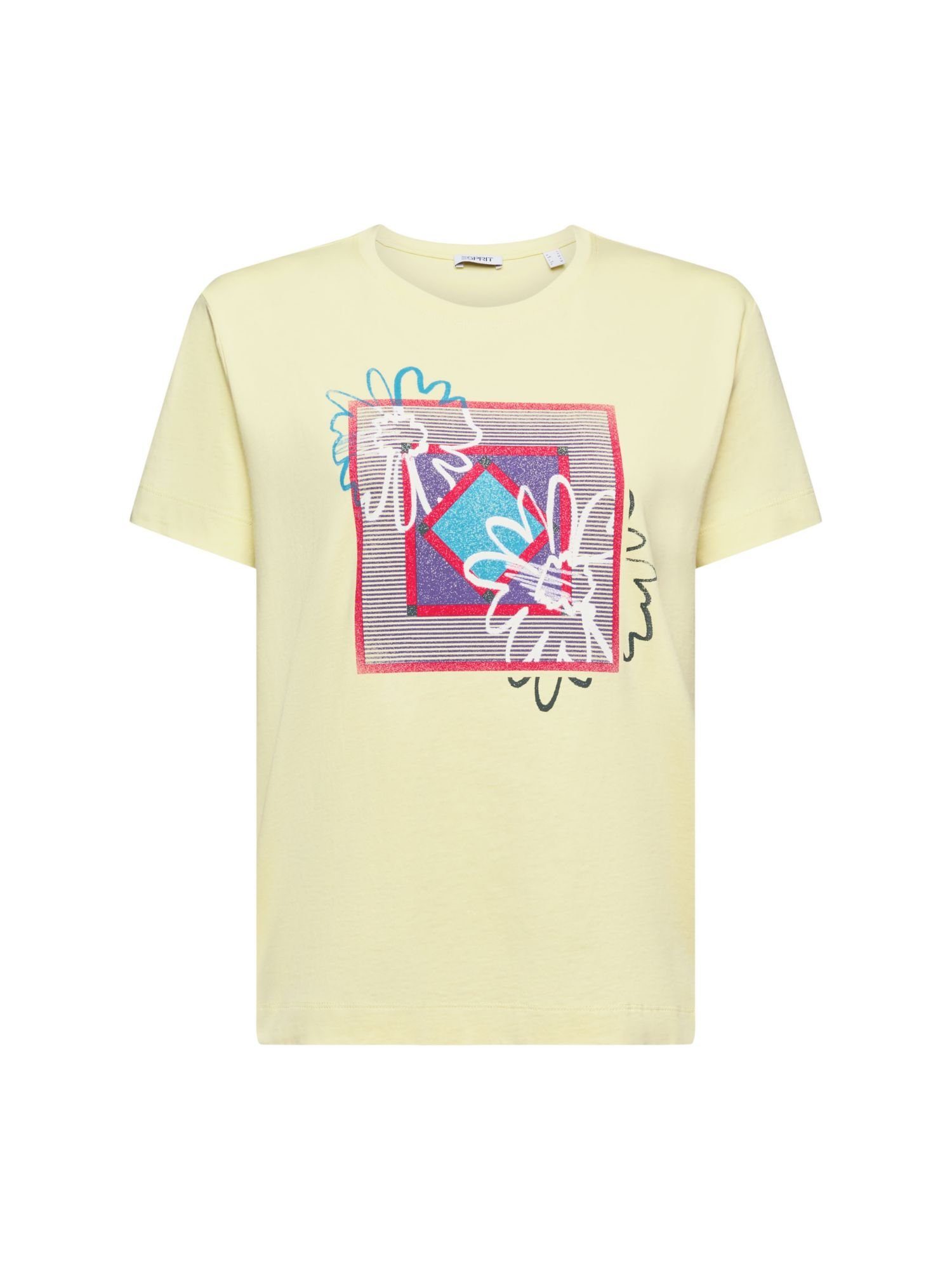 Esprit T-Shirt Jersey-T-Shirt mit Print vorne (1-tlg) LIME YELLOW | T-Shirts