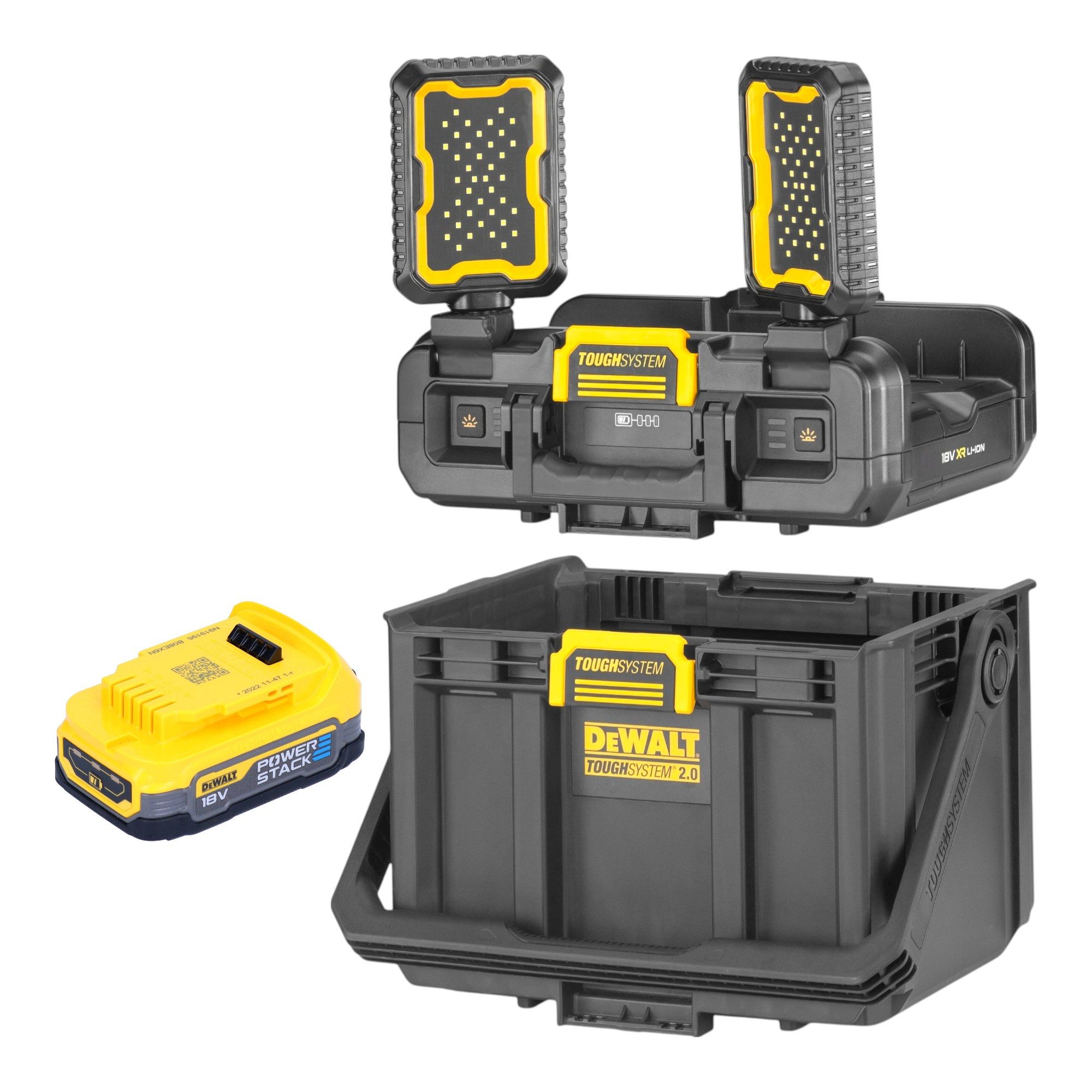DeWalt Baustrahler DWST08061-1 Werkzeugbox ToughSystem 2.0 + 1x Powerstack Akku 1,7 Ah