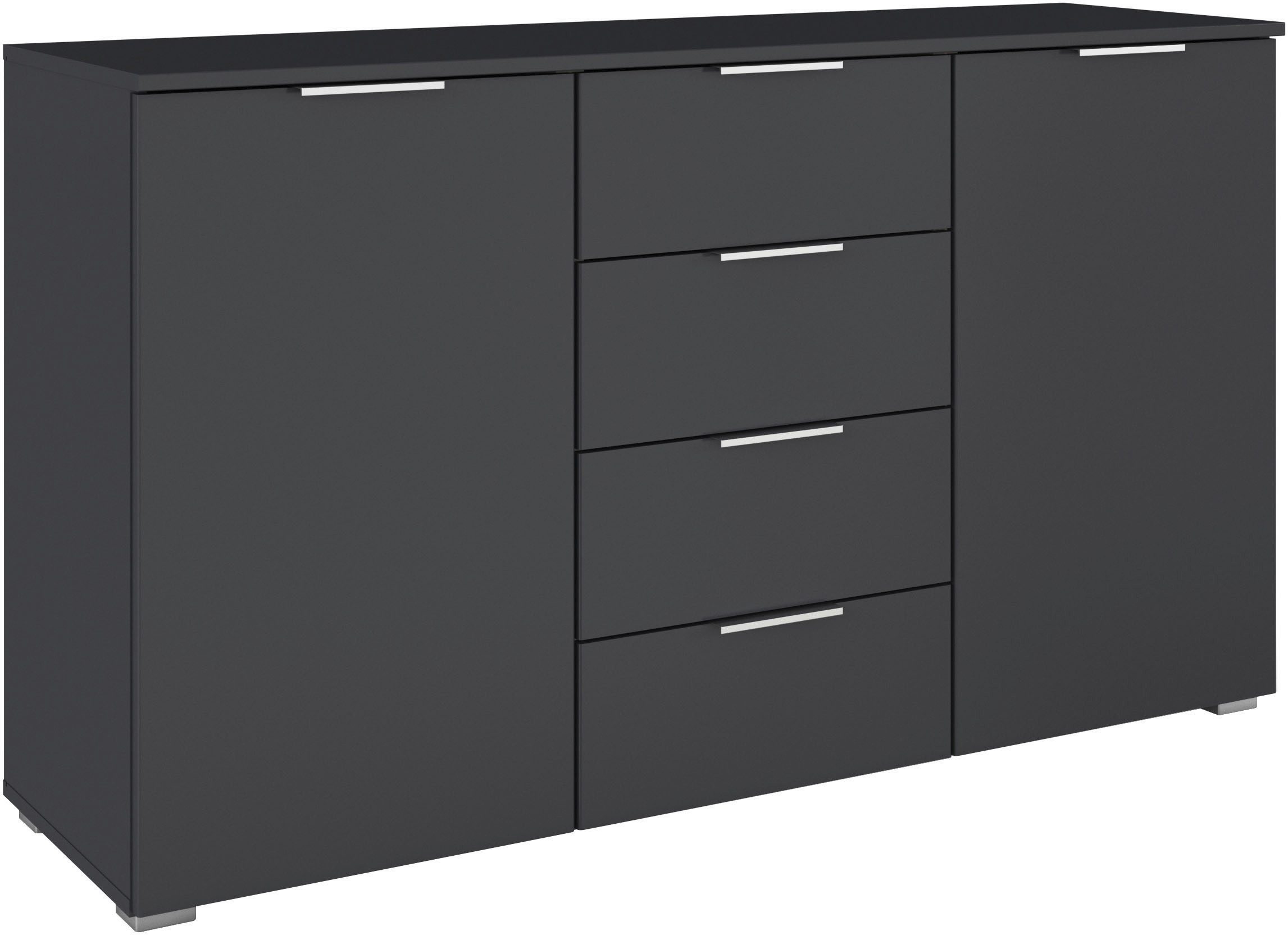 OTTO home Kombikommode Sideboard Schubladenkommode AGORDO mit Dekor- oder Hochglanzfront (in zwei Griff-Farben, Breite 120 cm), vier große Schubladen, mit insgesamt 4 Einlegeböden MADE IN GERMANY