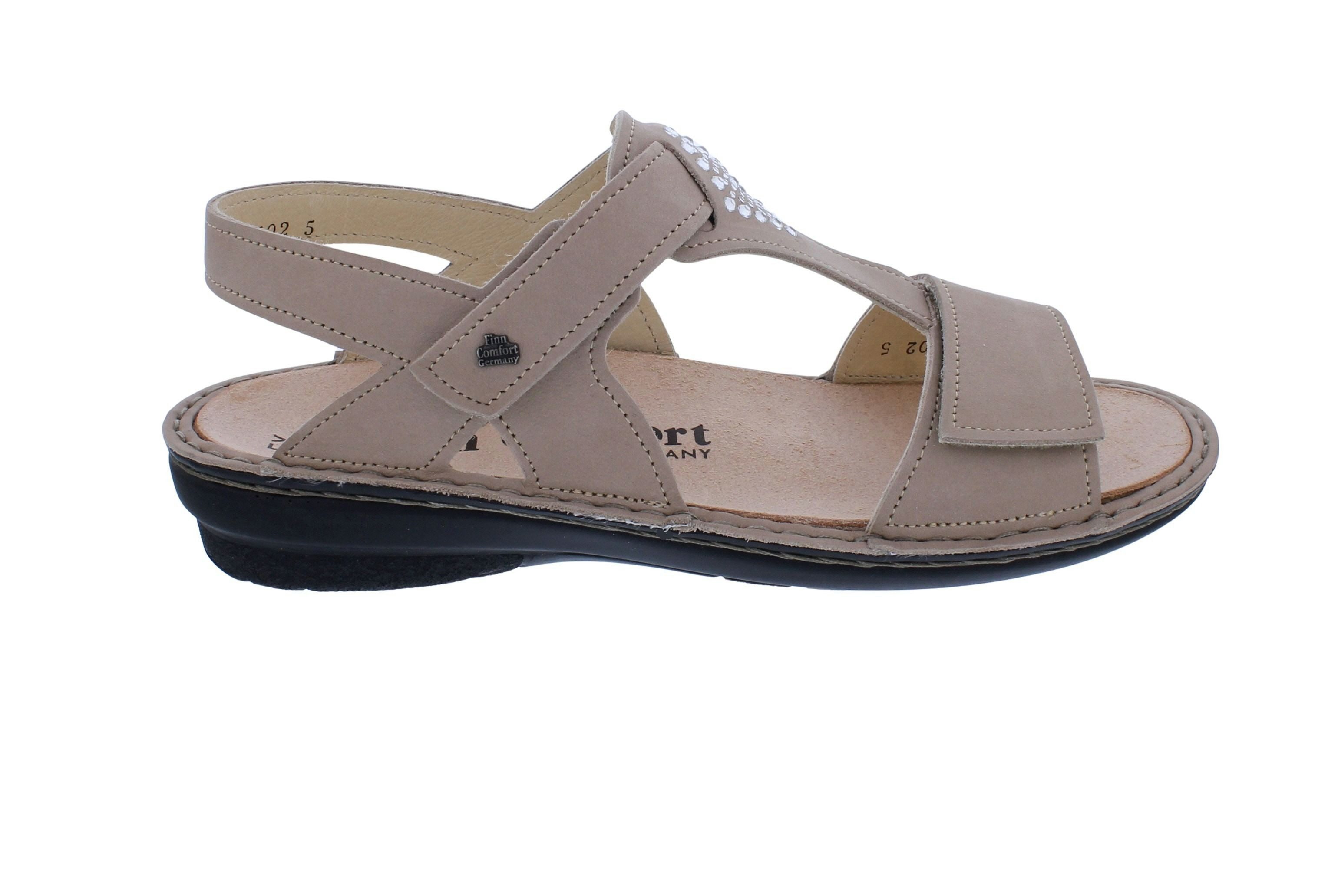 Finn Comfort Sandale Calvia 2807-007081, Taupe-Beige, Nubukleder mit G Sandale