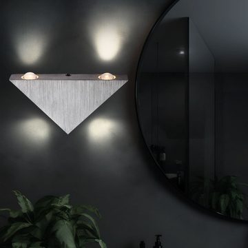 Globo LED Wandleuchte, LED-Leuchtmittel fest verbaut, Warmweiß, LED Wand Lampe ALU Strahler Ess Zimmer Beleuchtung silber Küchen