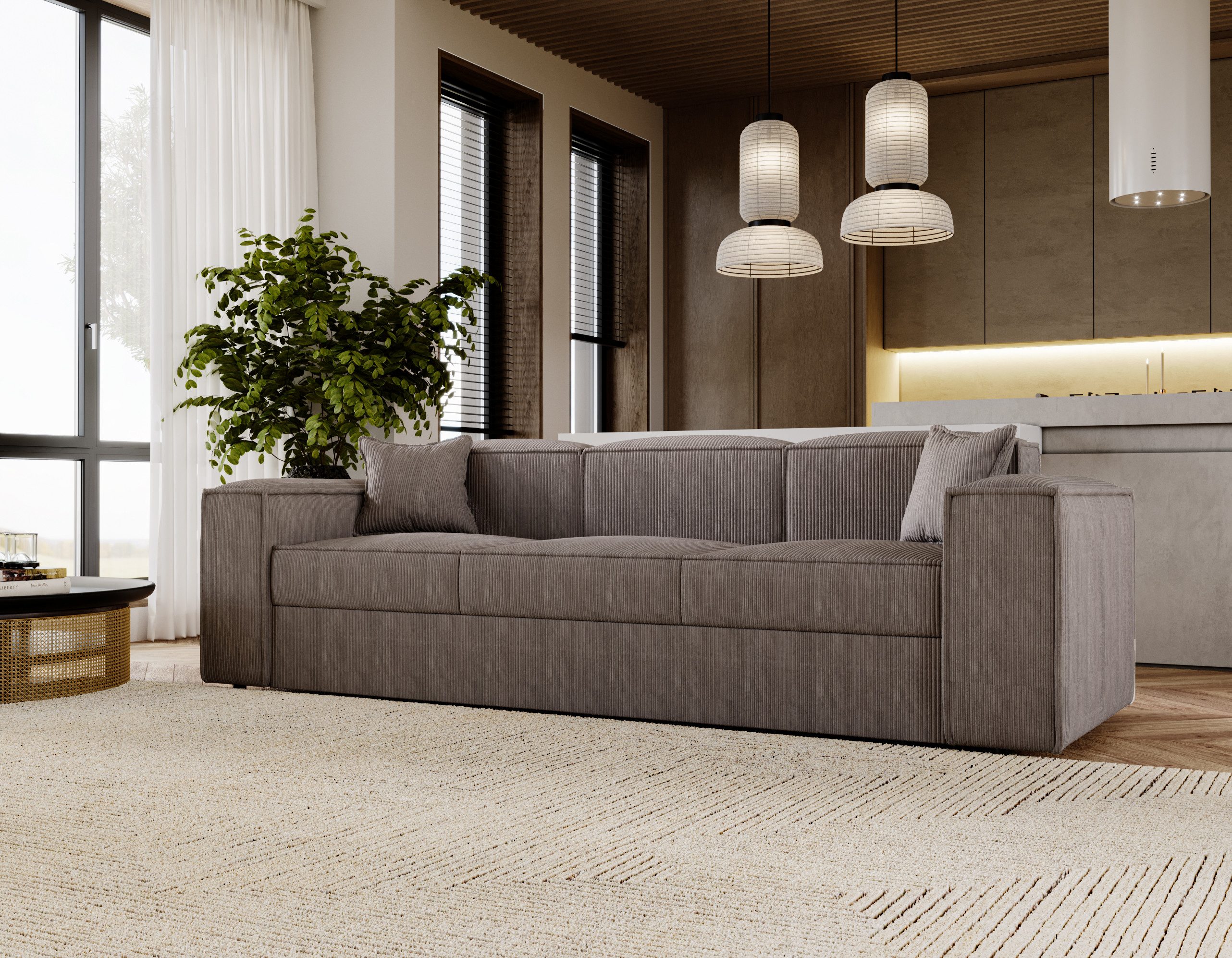 yourhouse24 Big-Sofa OASIS, Cord, mit Schlaffunktion