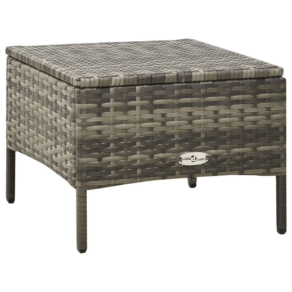 Grau, mit Teile Poly vidaXL Teetisch Hocker Loungesofa 2-Sitzer-Gartensofa Rattan und 1