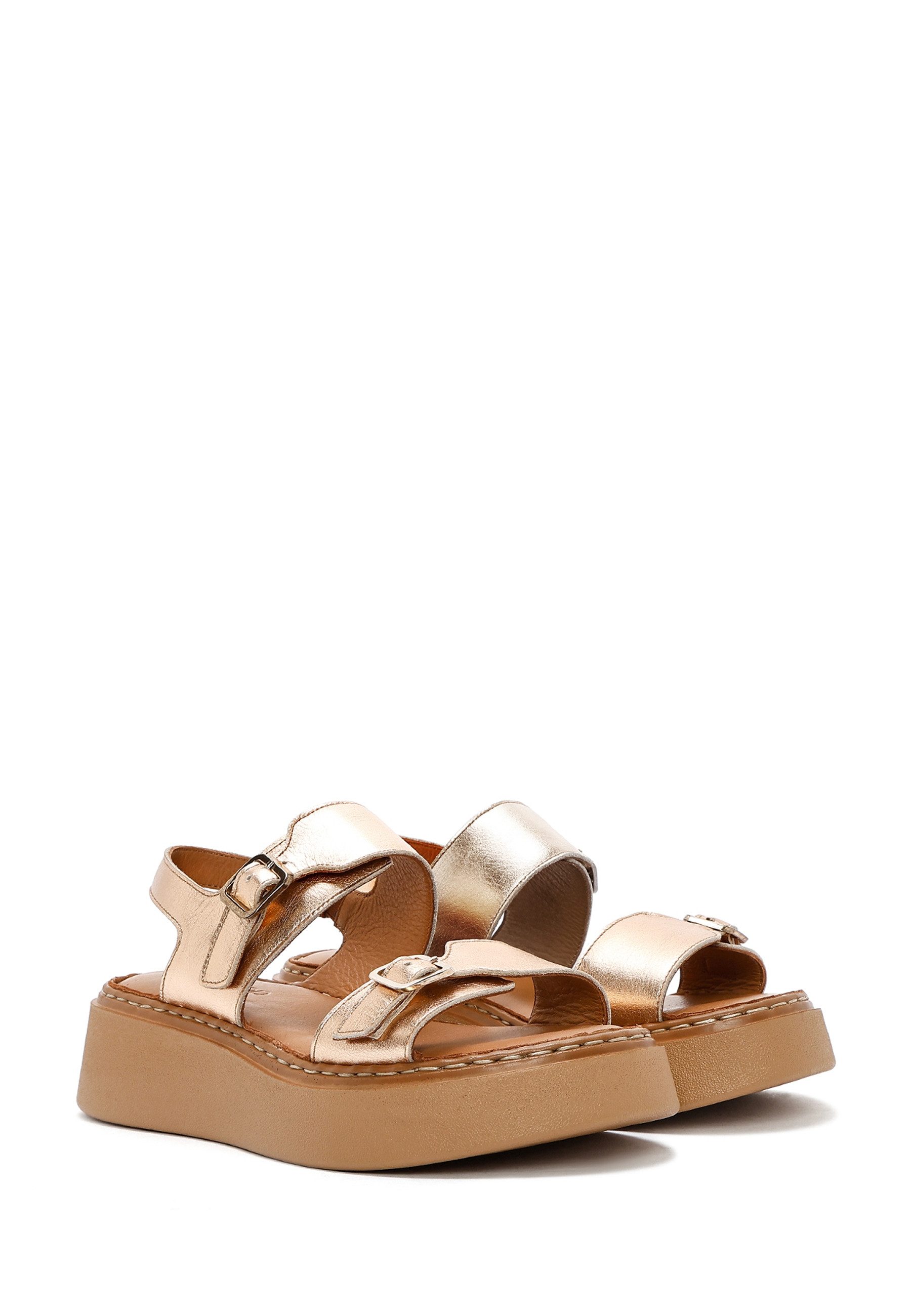 Derimod Sandalen aus Leder Sandale Echtes Leder, Lederfutter, Verstellbare Schnallen, Plateau-Design