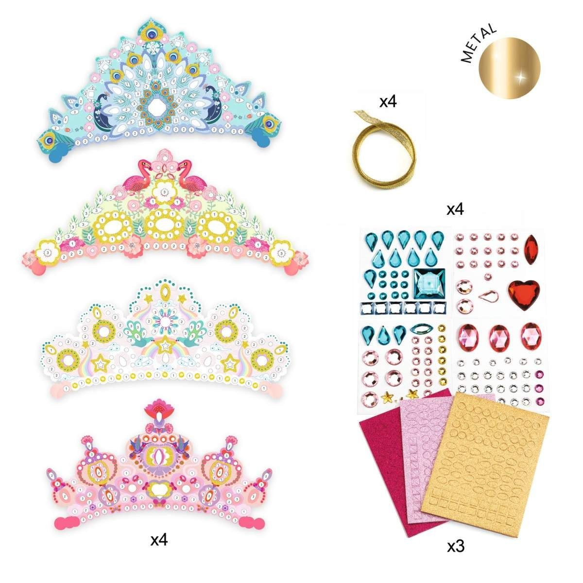 DJECO Kreativset Mosaik-Diademe Prinzessin DIY