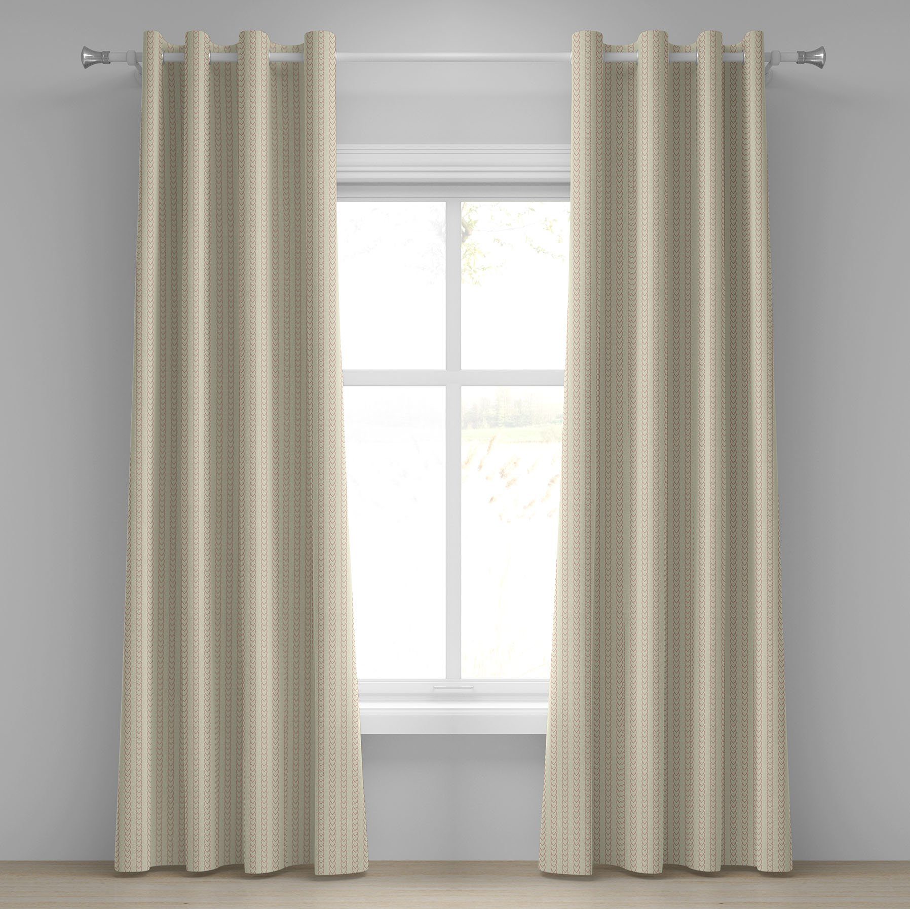 Gardine Dekorative 2-Panel-Fenstervorhänge für Schlafzimmer Wohnzimmer, Abakuhaus, Geometrisch Vertikal Ornament