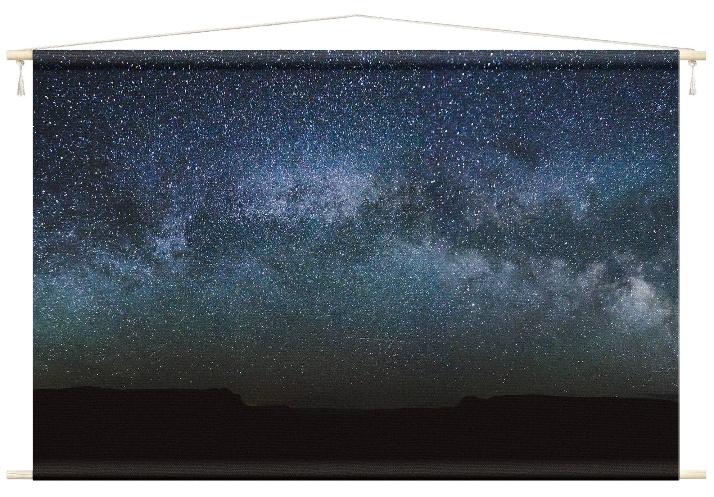 Bilderdepot24 Wandteppich modern Sterne schwarz, rechteckig, Höhe: 2.6 mm, großes Wandbild aus Natur-Baumwolle Wandbehang Stoffbild Tuch Wollseil