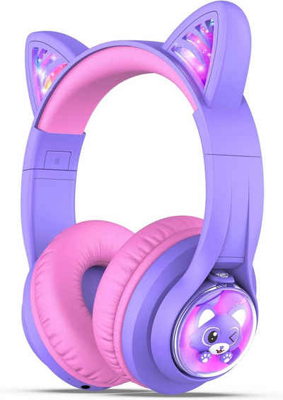 iclever BTH19 Kinder Kopfhörer mit Katzenohren On-Ear-Kopfhörer (Bluetooth, Bluetooth 5.2, Verkabelt und kabellos)