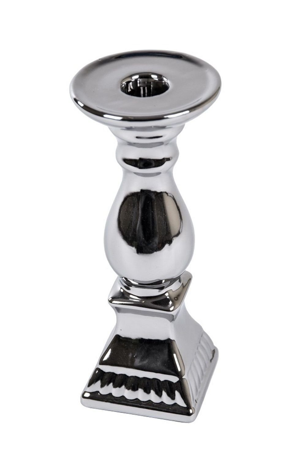 Kerzenständer Kerzenständer silber 24cm Kerzenhalter Kerzenleuchter Tischleuchter
