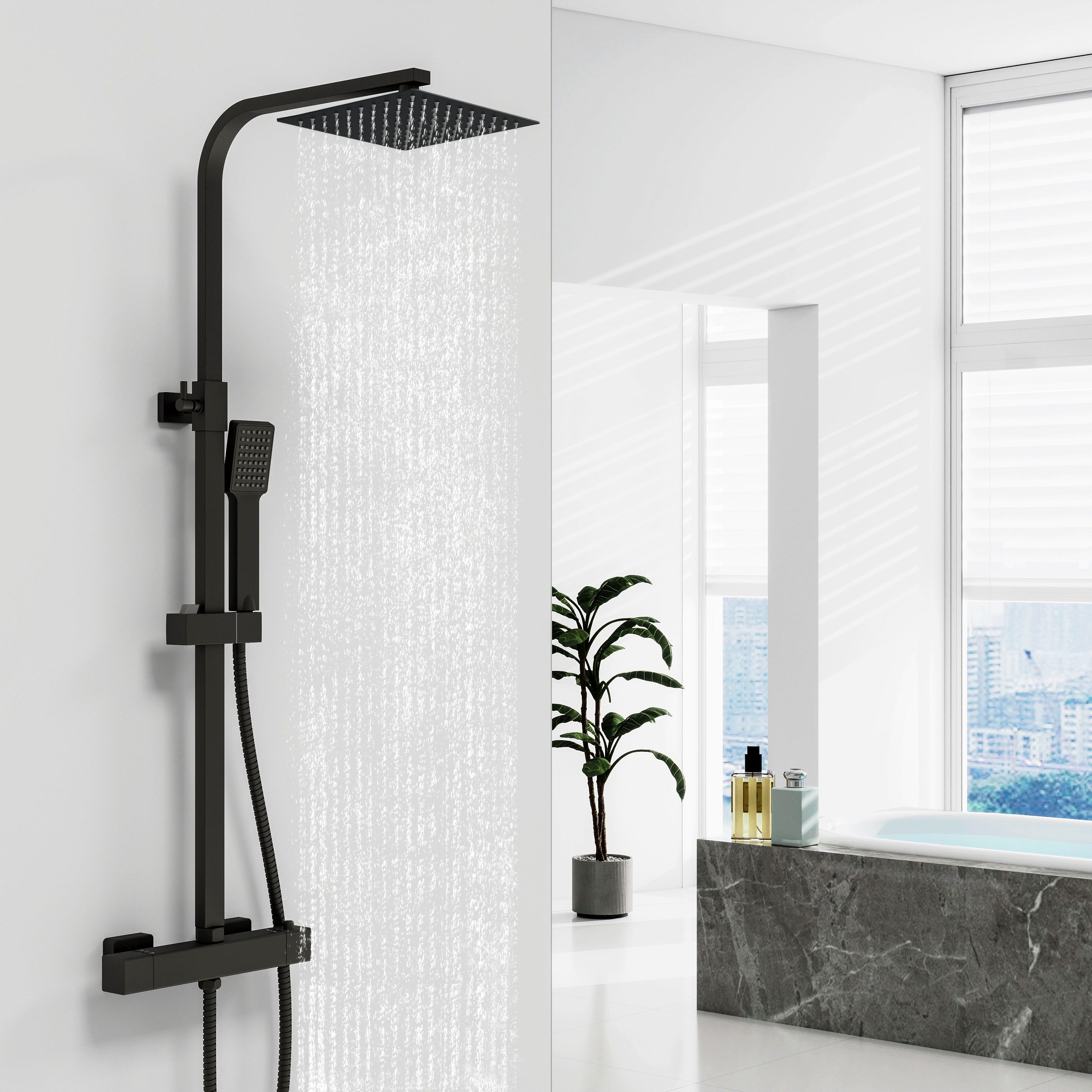 Aica Sanitär Duschsystem mit Thermostat Duscharmatur günstig online kaufen