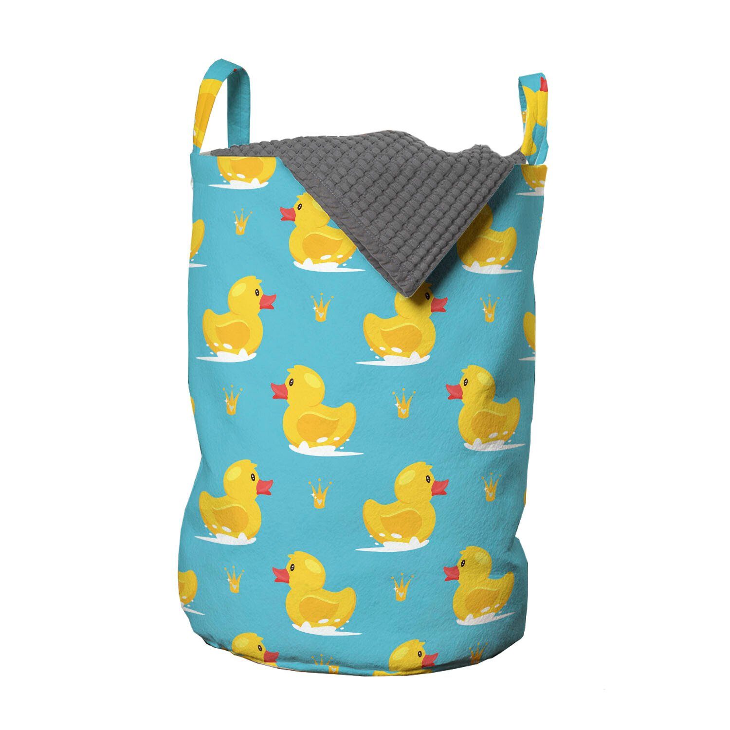 Abakuhaus Wäschesäckchen Wäschekorb mit Griffen Kordelzugverschluss für Waschsalons, Gelber Vogel Cartoon Ducks
