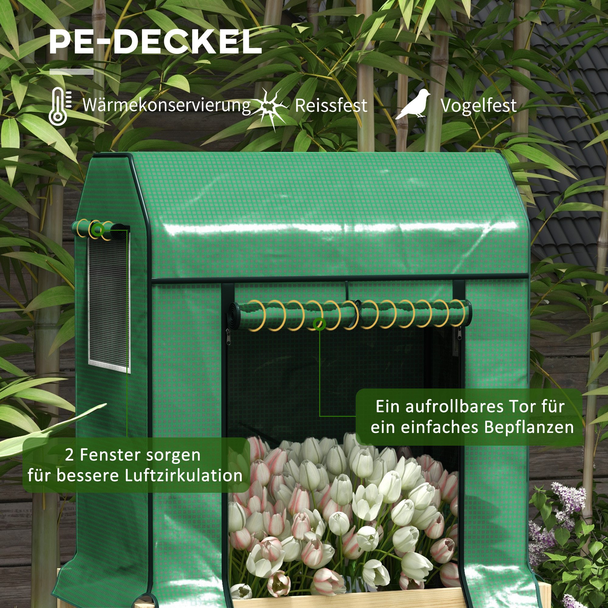 furnicato Hochbeet 2-in-1 Pflanzenkasten Frühbeet Gewächshaus 86x60x