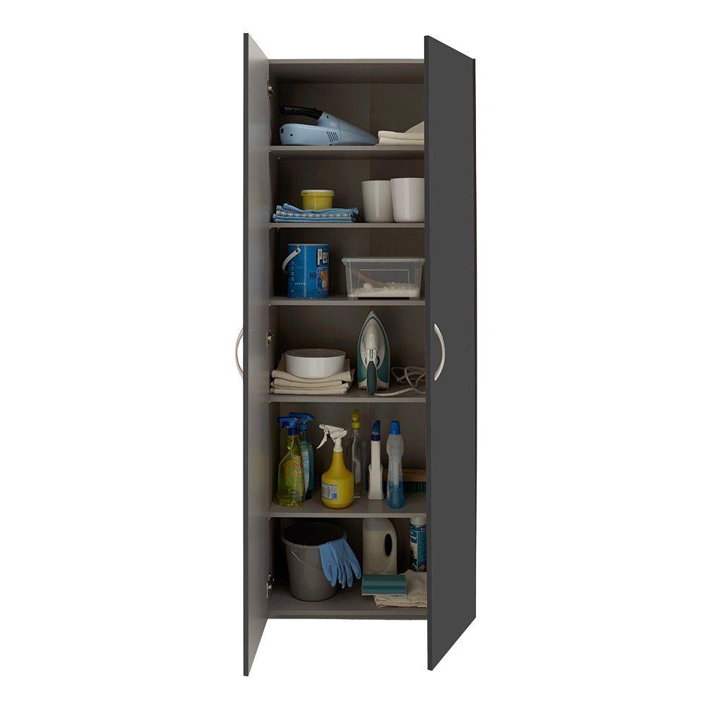 Lomadox Mehrzweckschrank MIAMI-43 graphit, 5 Einlegeböden, ca. 70/185/40 cm – Bild 2 von 5
