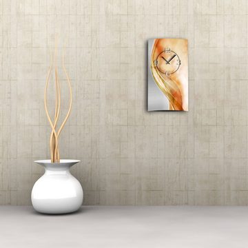 dixtime Wanduhr Abstrakt apricot hochkant Designer Wanduhr modernes Wanduhren Design (Einzigartige 3D-Optik aus 4mm Alu-Dibond)