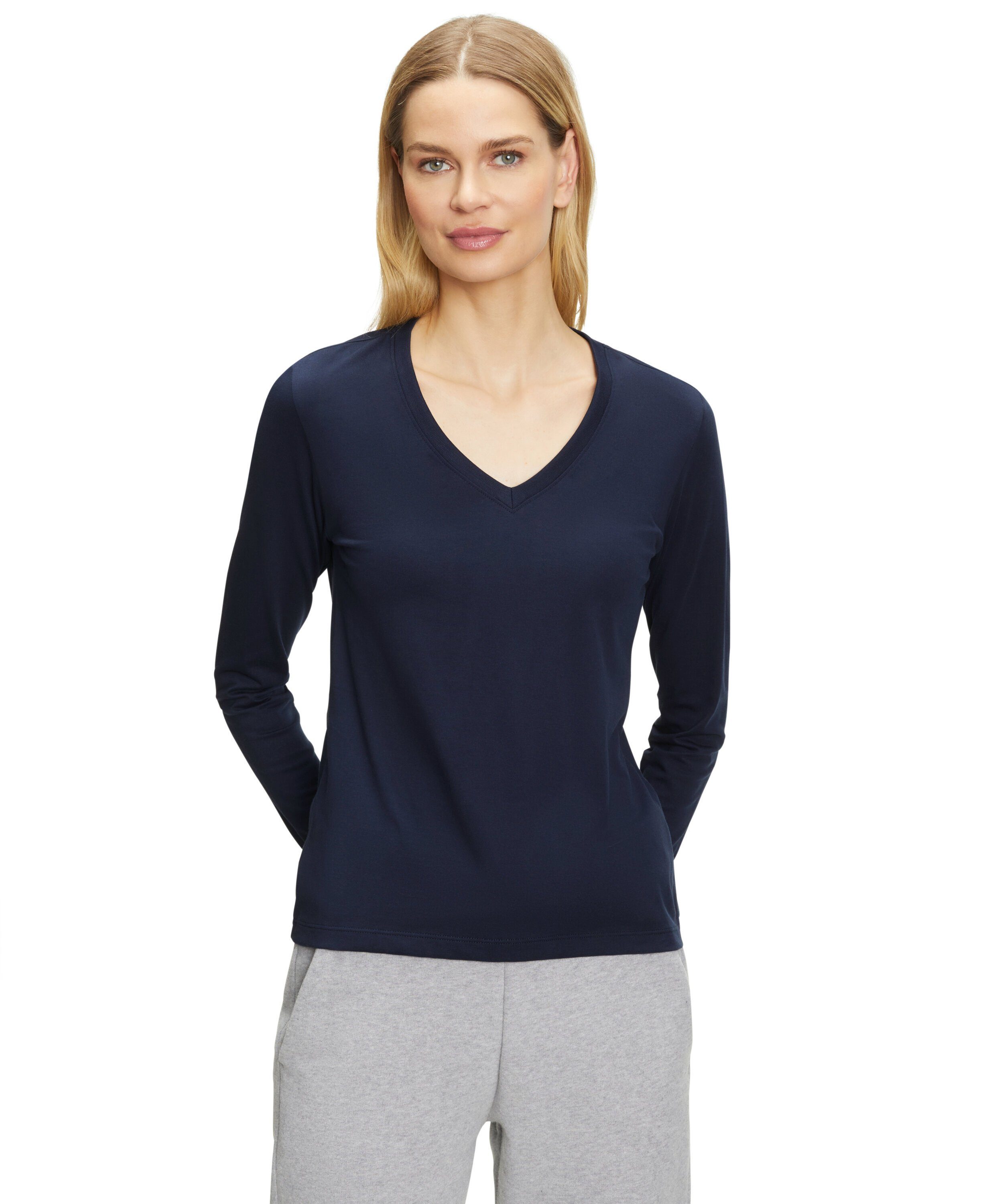 FALKE T-Shirt (1-tlg) aus reiner Baumwolle space blue (6116) | V-Shirts