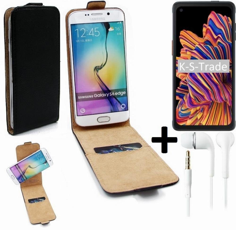 K-S-Trade Handyhülle für Samsung Galaxy XCover Pro, Handyhülle + Kopfhörer 360° Flipstyle Schutzhülle Smartphone