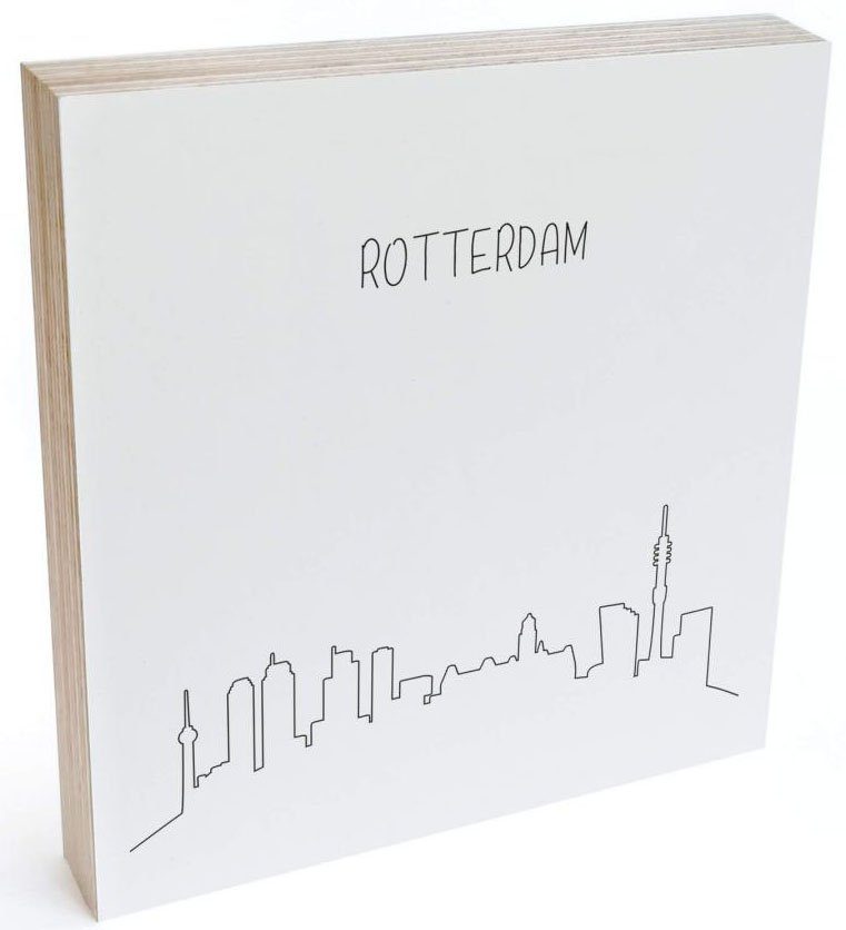 Wall-Art Holzbild Tischdeko Skyline St) (1 Rotterdam