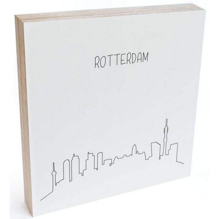 Wall-Art Holzbild Tischdeko Skyline Rotterdam (1 St)
