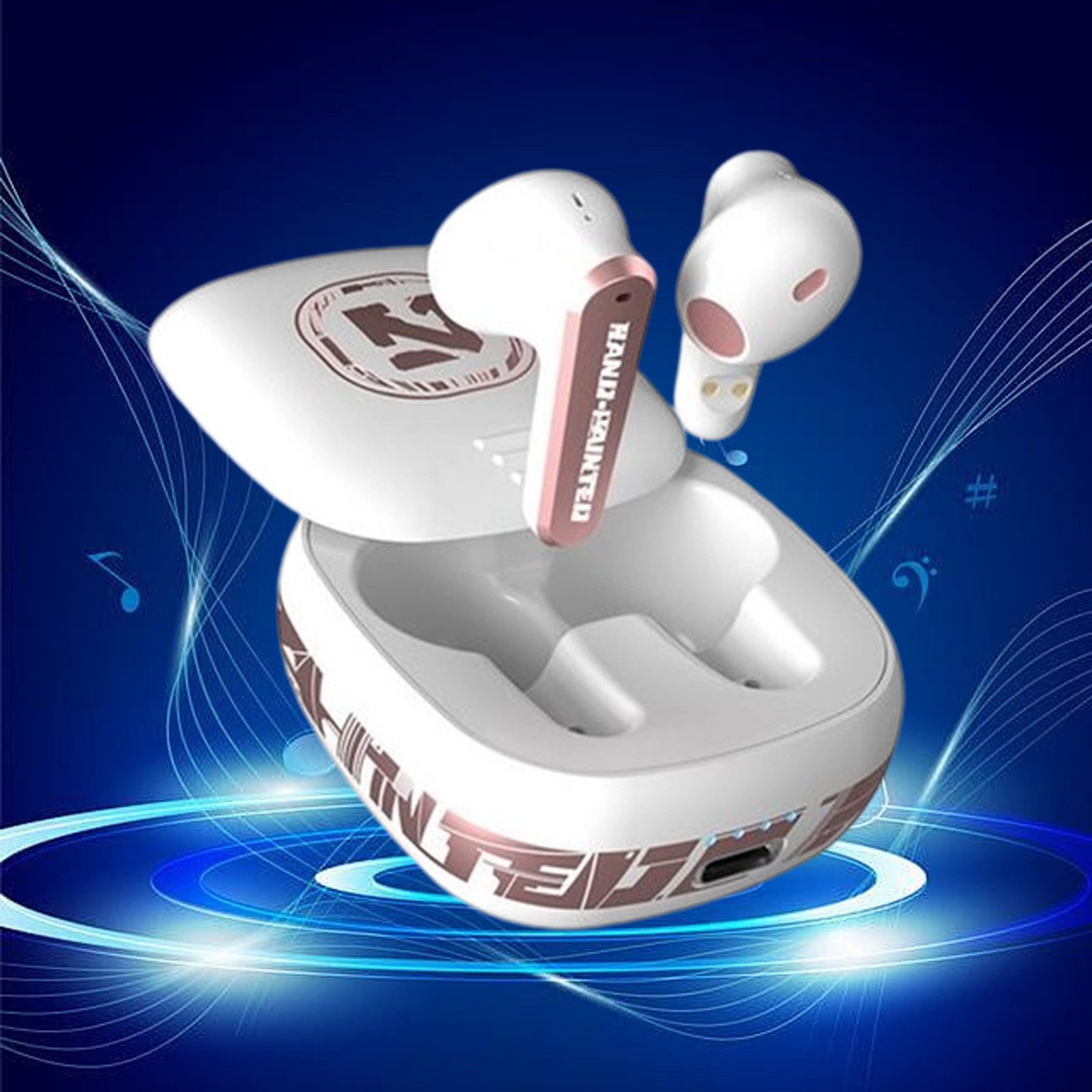 REDOM Sport Ohrhörer HiFi Headset Wireless In-Ear Kopfhörer mit Ladecase Bluetooth-Kopfhörer (Typ-C-Schnellladung Noise Cancelling, Vioce assistant, Bluetooth, Starkem Bass Niedrige Latenz für Gaming Musik Slide-Case Ladeetui)