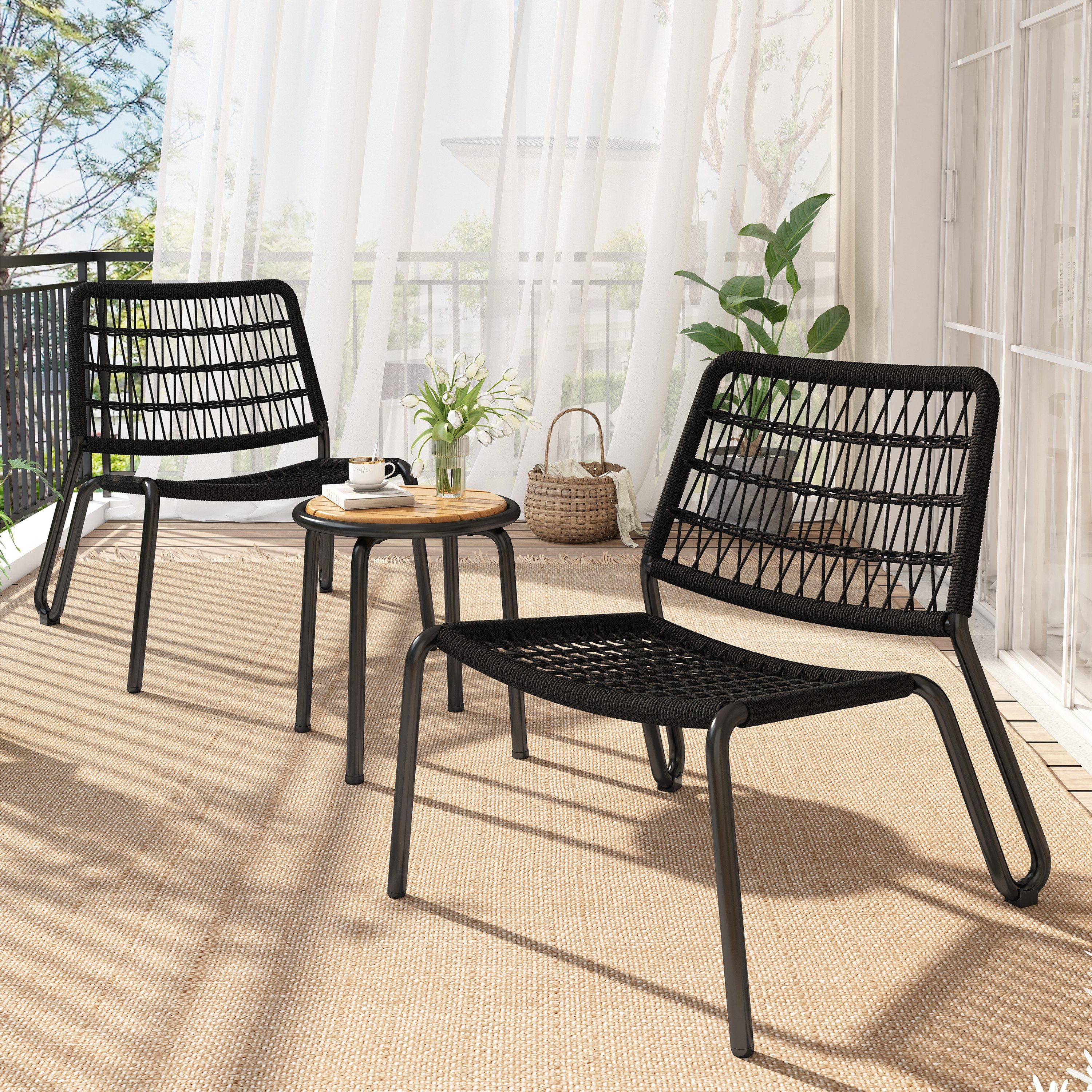 Merax Balkonset, (3-tlg.Gartenmöbel Gartenlounge, 3-tlg., Tischplatte günstig online kaufen