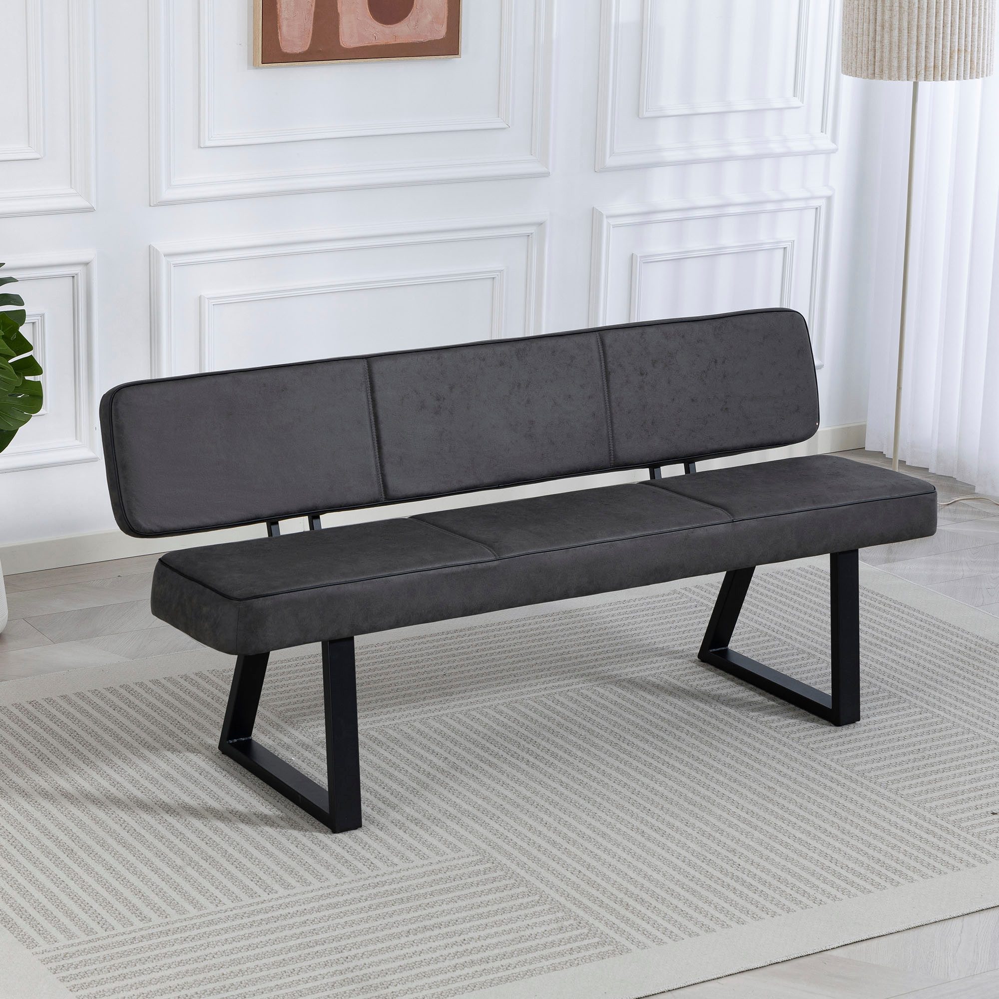 Duo Collection Sitzbank Tara Bank mit Rückenlehne, Hochwertiger Mikrofaserbezug, mit Federkern, bis 260 kg belastbar