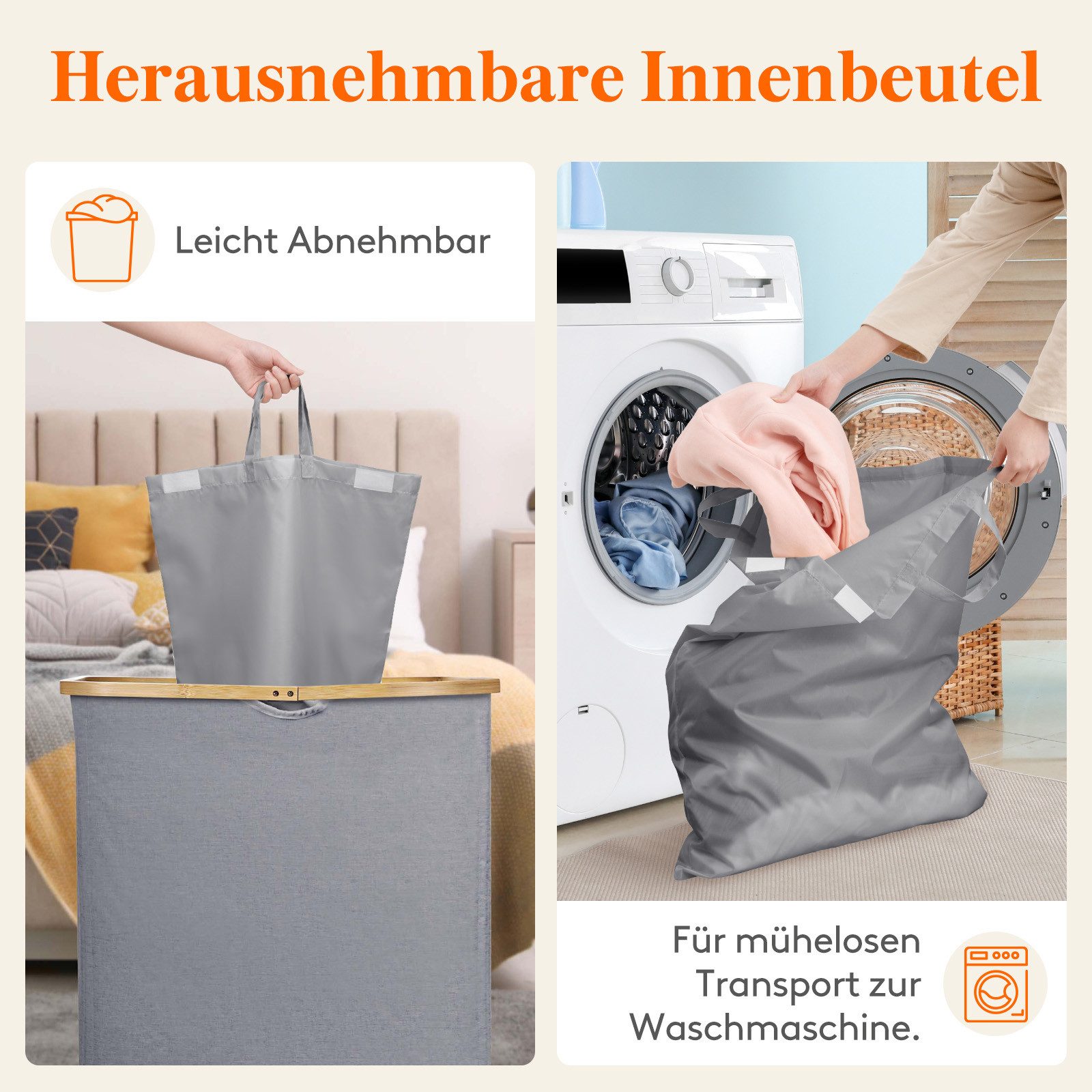 Lifewit Wäschebox Wäschekorb mit Deckel, Wäschebox Groß,Wäschesortierer, Wäschetonn