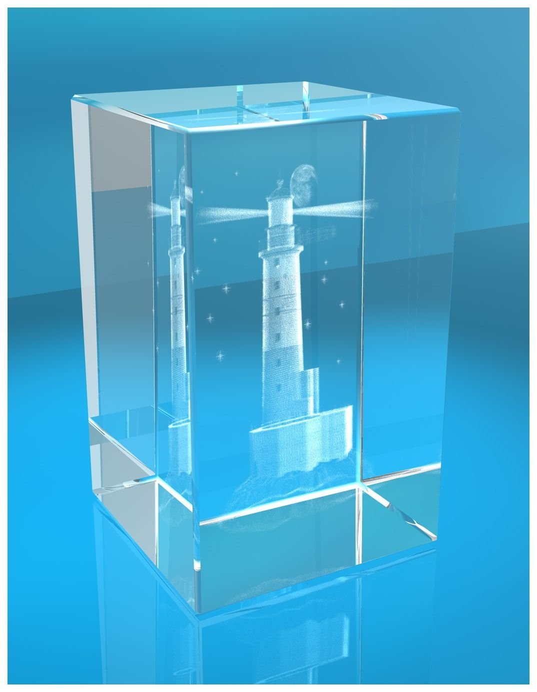 Germany, Geschenkbox, in VIP-LASER Glasquader 3D Motiv: Familienbetrieb Made Leuchtturm, Dekofigur Hochwertige