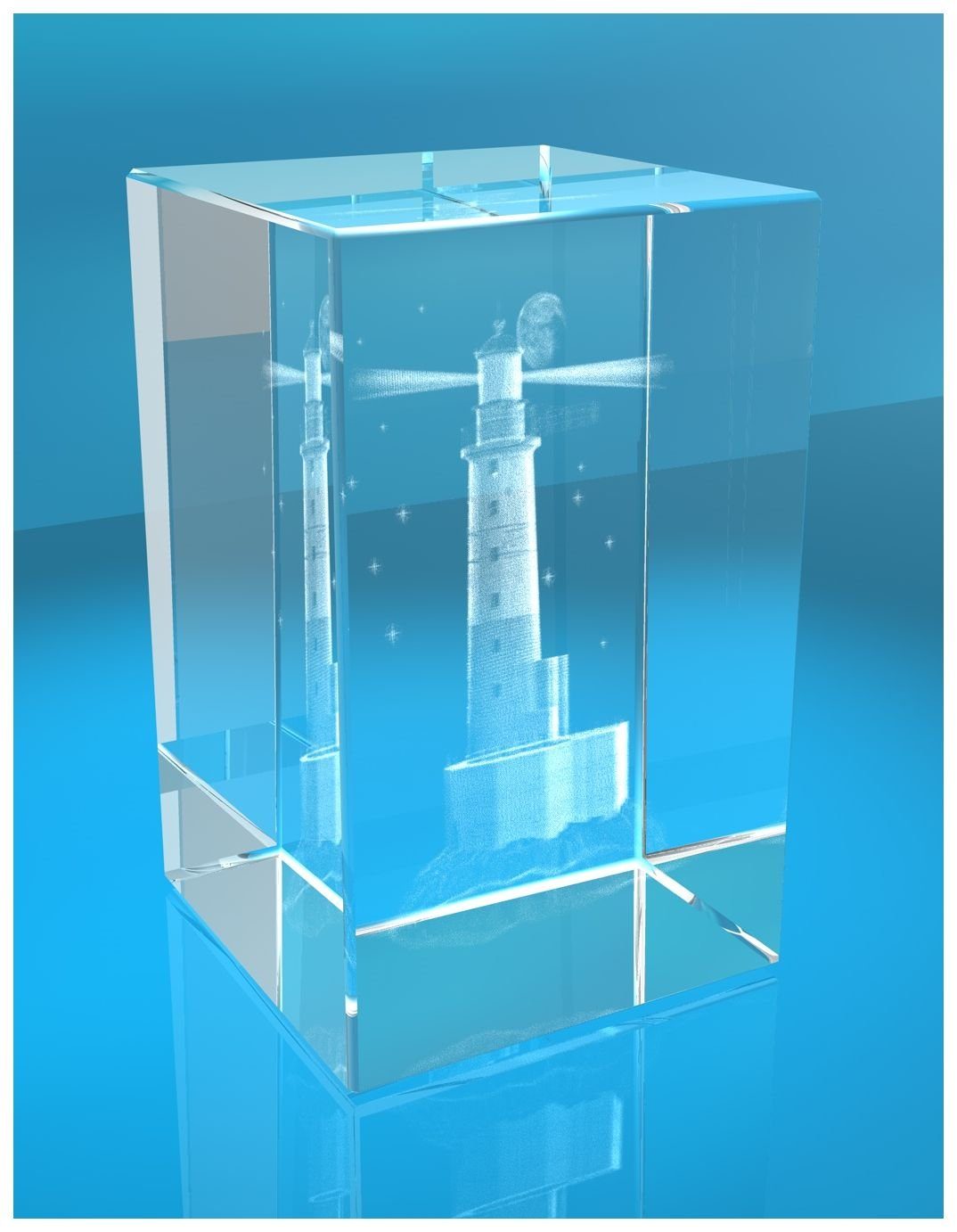 Dekofigur 3D Glasquader Motiv: Leuchtturm, Hochwertige Geschenkbox, Made in günstig online kaufen