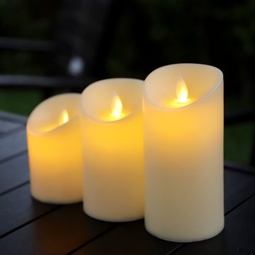 Salcar LED-Kerze 3er Set Kerzen LED Weihnachtskerzen Kabellos Batterie Kerzenleuchter, Dekoration für Advent, Weihnachten mit warmweißem Licht