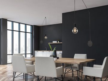 LUCE Design Pendelleuchte, ohne Leuchtmittel, minimalistische Industrial für über-n Esstisch hängend, Schwarz L: 5m