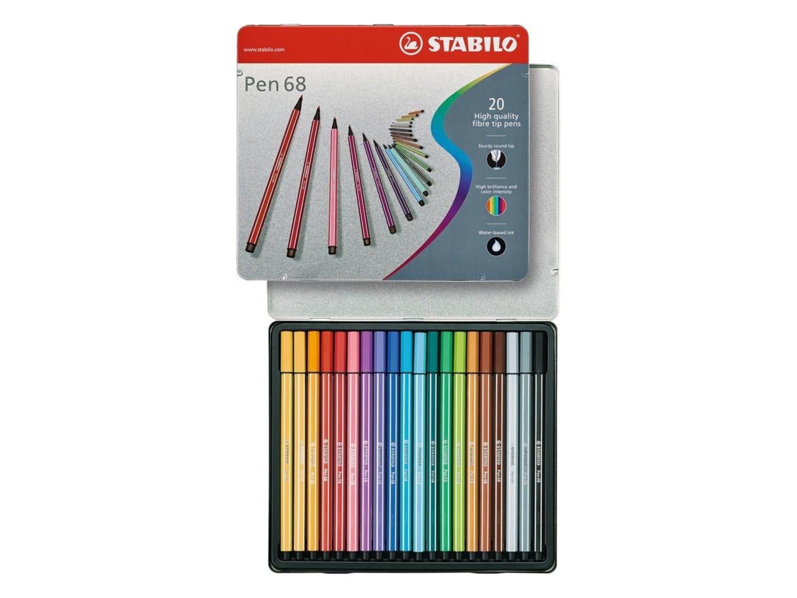 STABILO Faserstift STABILO Pen 68 Filzstift - 1 mm - 20er Metalletui