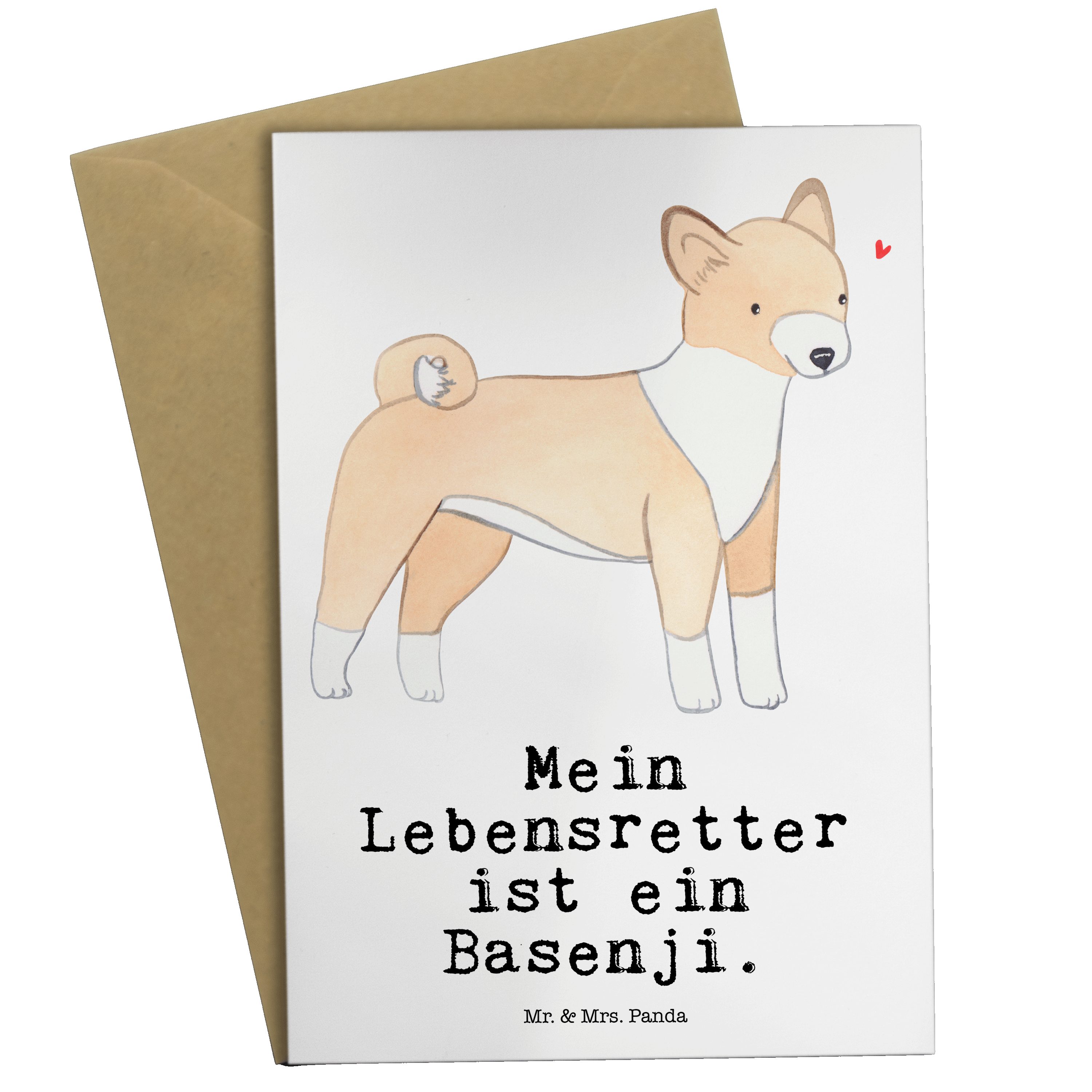 Mr. & Mrs. Panda Grußkarte Basenji Lebensretter - Weiß - Geschenk, Kongo-Terrier, Karte, Glückwu
