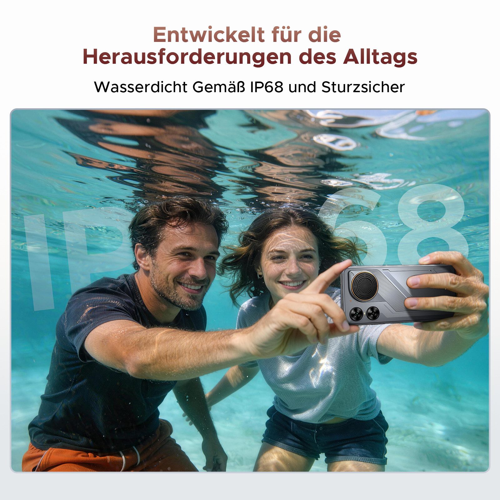 DOOGEE M30 Android 16 Handy, Kopfhörer, IP68, 6,88"mit Lautsprecher 256GB Smartphone (48(6+48)+256GB, 2TB, Dual-SIM, 135dB, NFC/Fingerabdruck/Face ID)