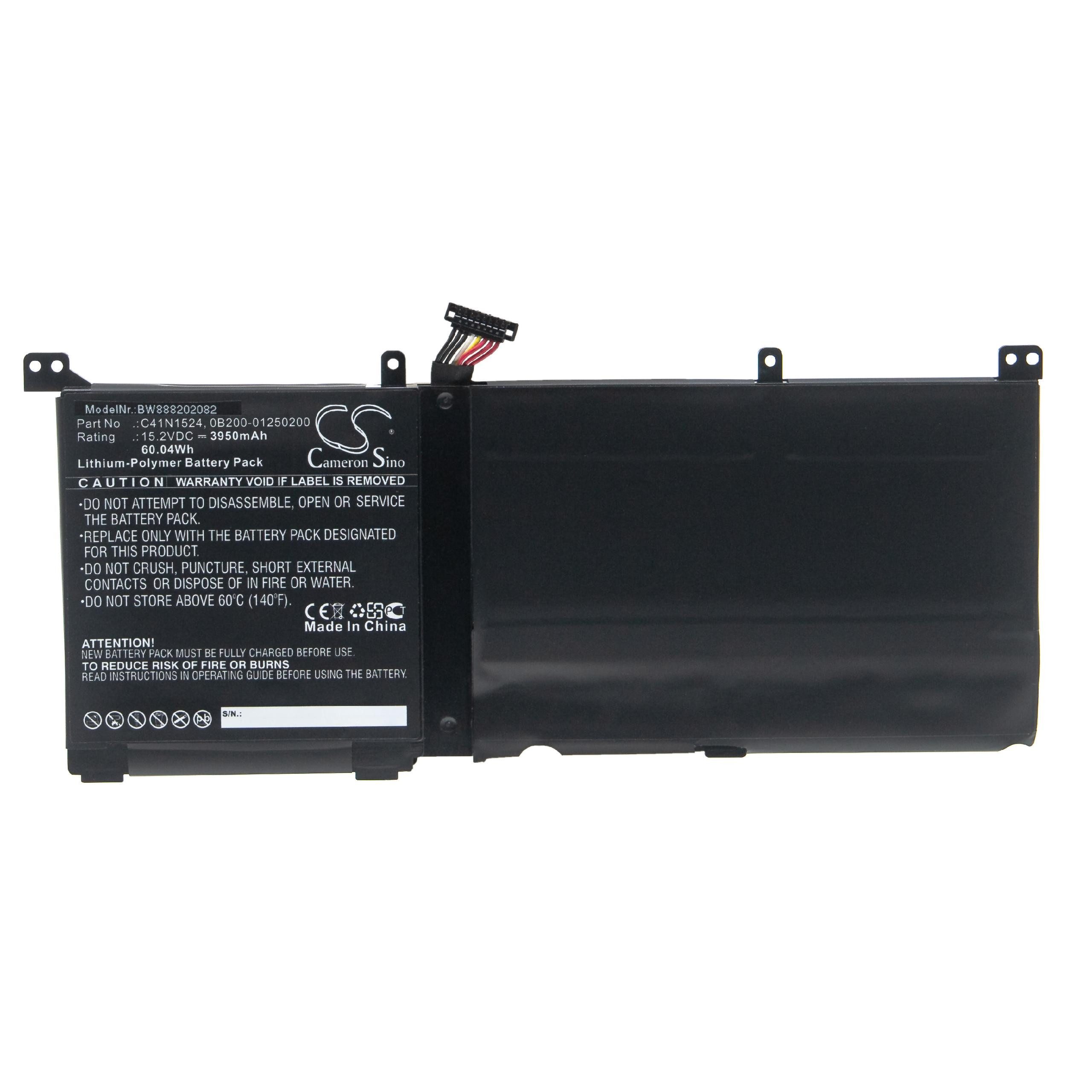 vhbw Ersatz für Asus 0B200-01250200, C41N1524 für Laptop-Akku Li-Polymer 3950 mAh (15,2 V)