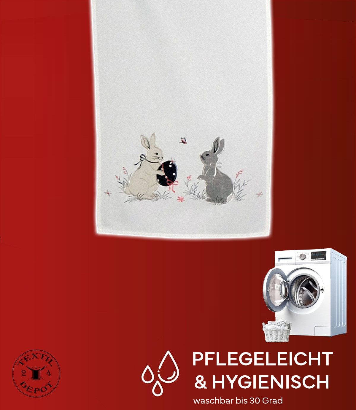 texpot Tischdecke Stickerei Osterhase Osterei Ostern Frühling (1-tlg)