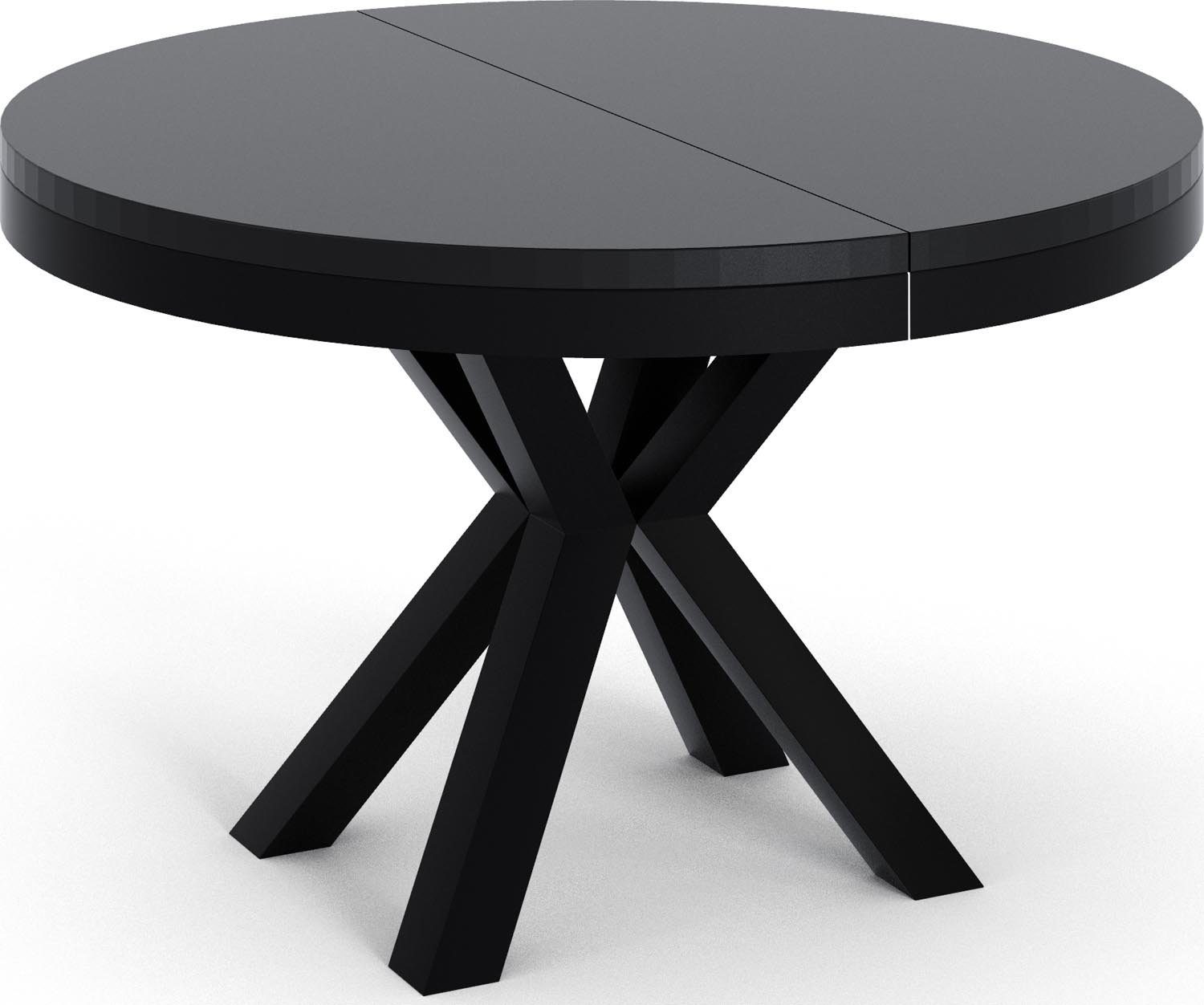 WFL GROUP Esstisch Clara im Loft-Stil rund ausziehbar mit schwarzen Metallb günstig online kaufen