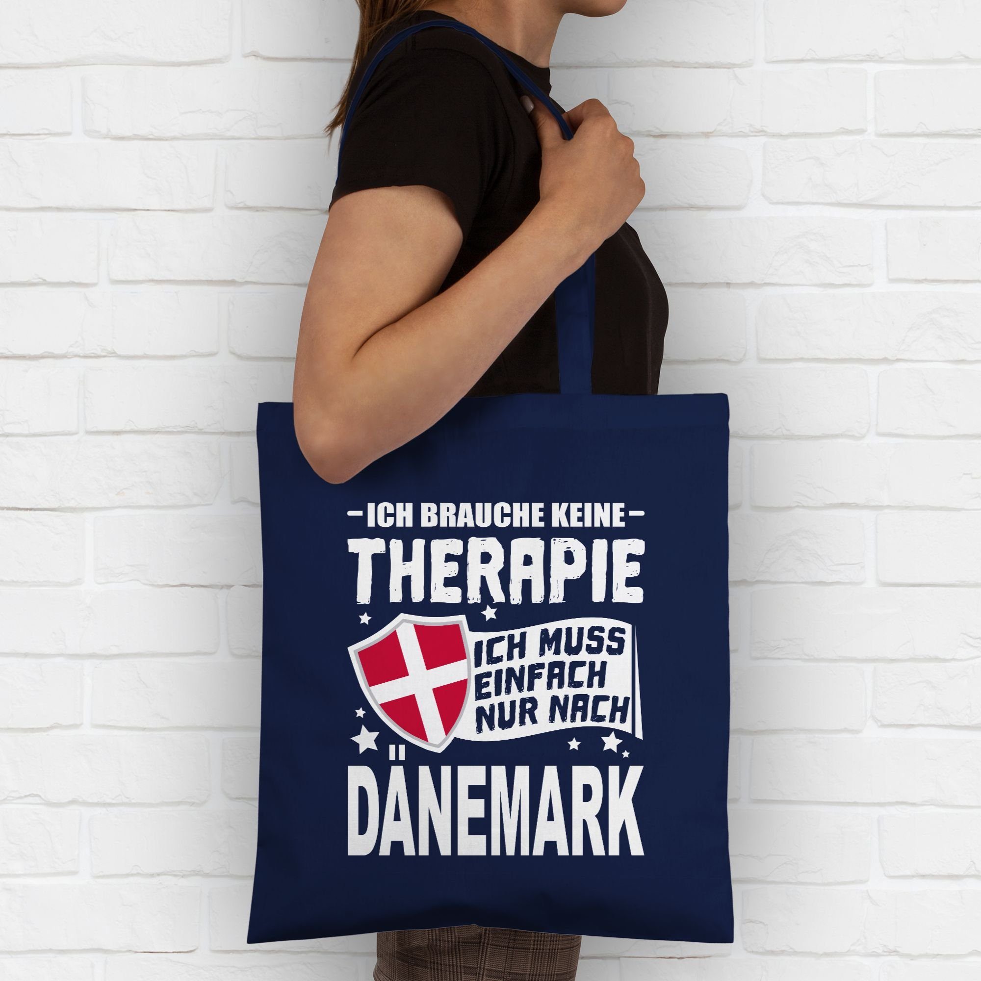 Shirtracer Umhängetasche Navy einfach 3 Ich Ich weiß, brauche Dänemark Wappen Länder Blau - keine muss nach nur Therapie