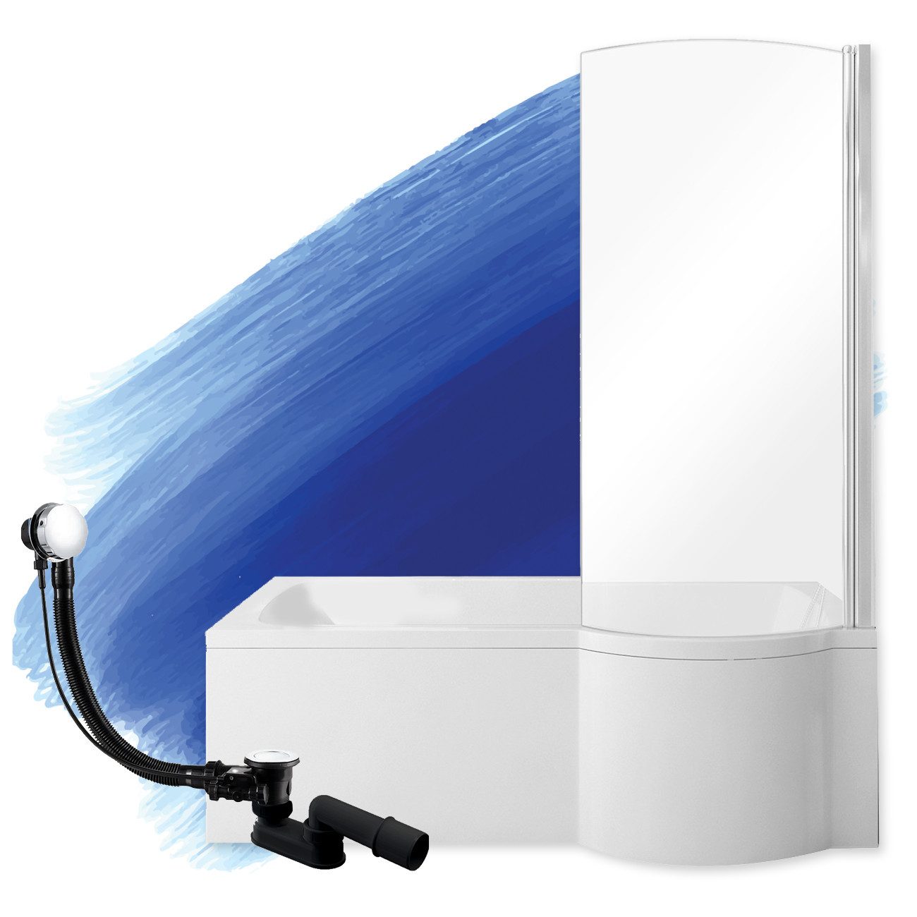 KOLMAN Badewanne Rechteck Inspiro 170x70, (Links/Rechts), Ablaufgarnitur & Füße GRATIS